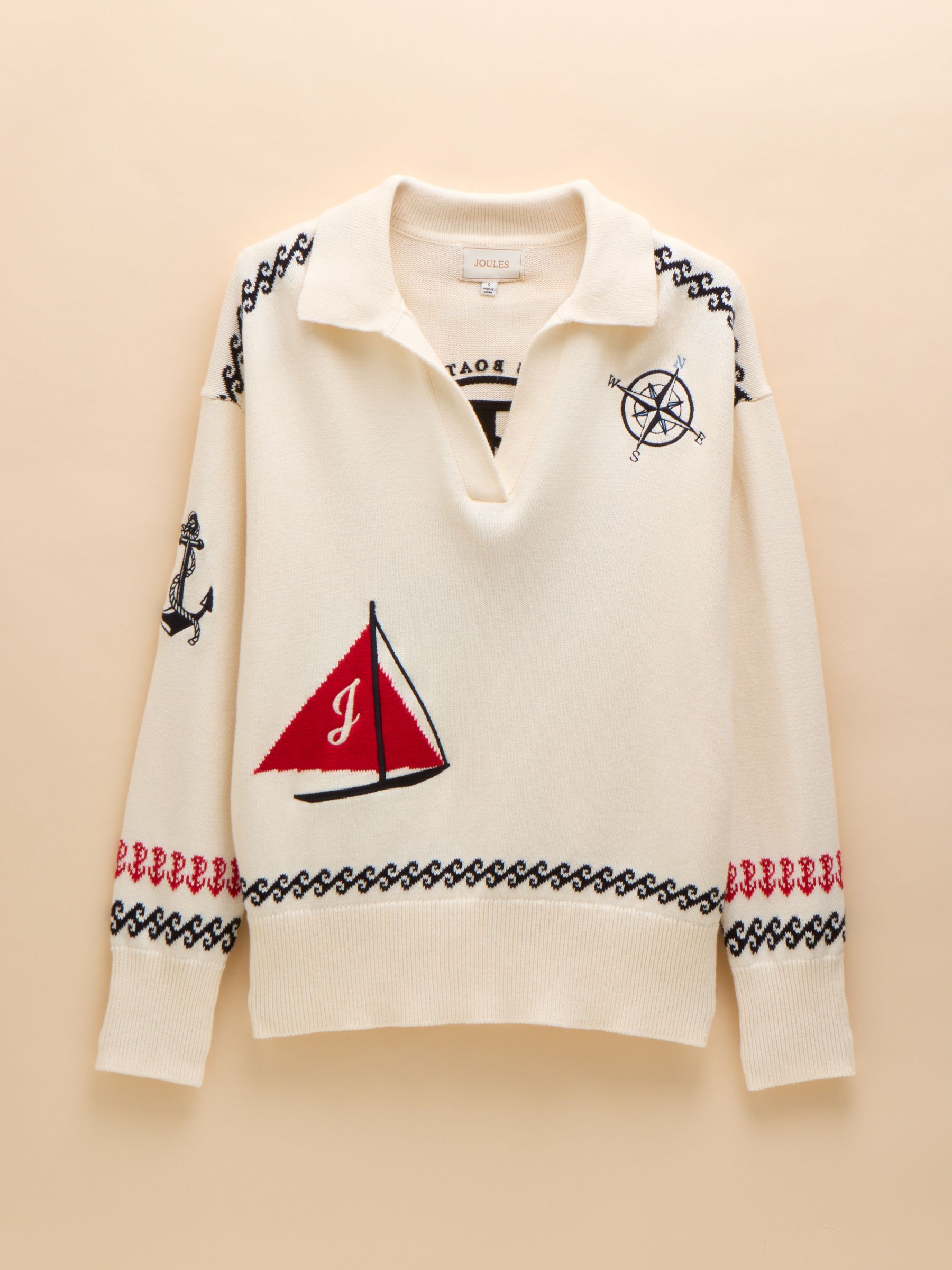 Sail Away Cream Cotton Embroidered Knitted Jumper - Image 12 of 12