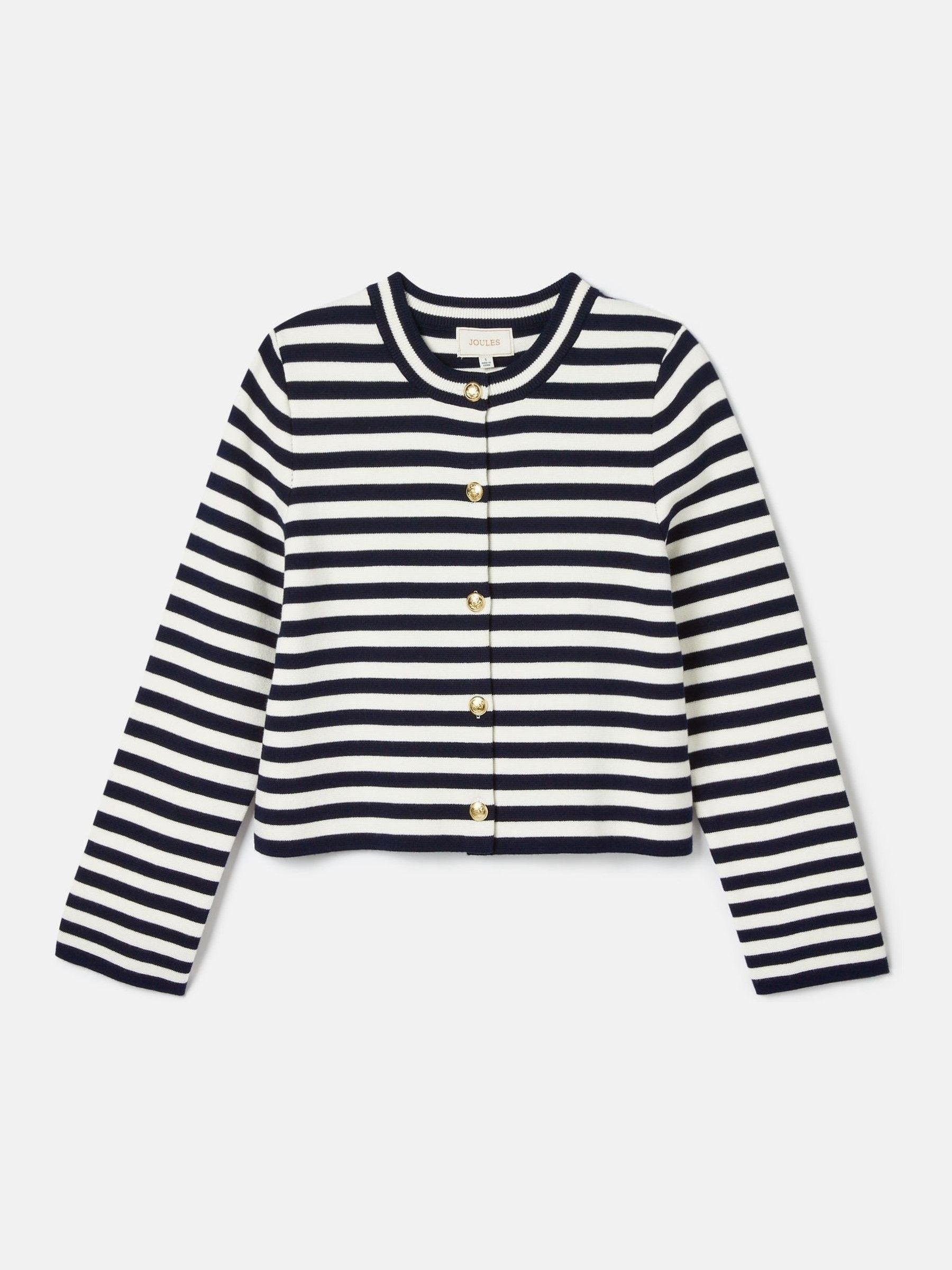 Catherine Navy/White Cotton Striped Cardigan - Image 6 of 6