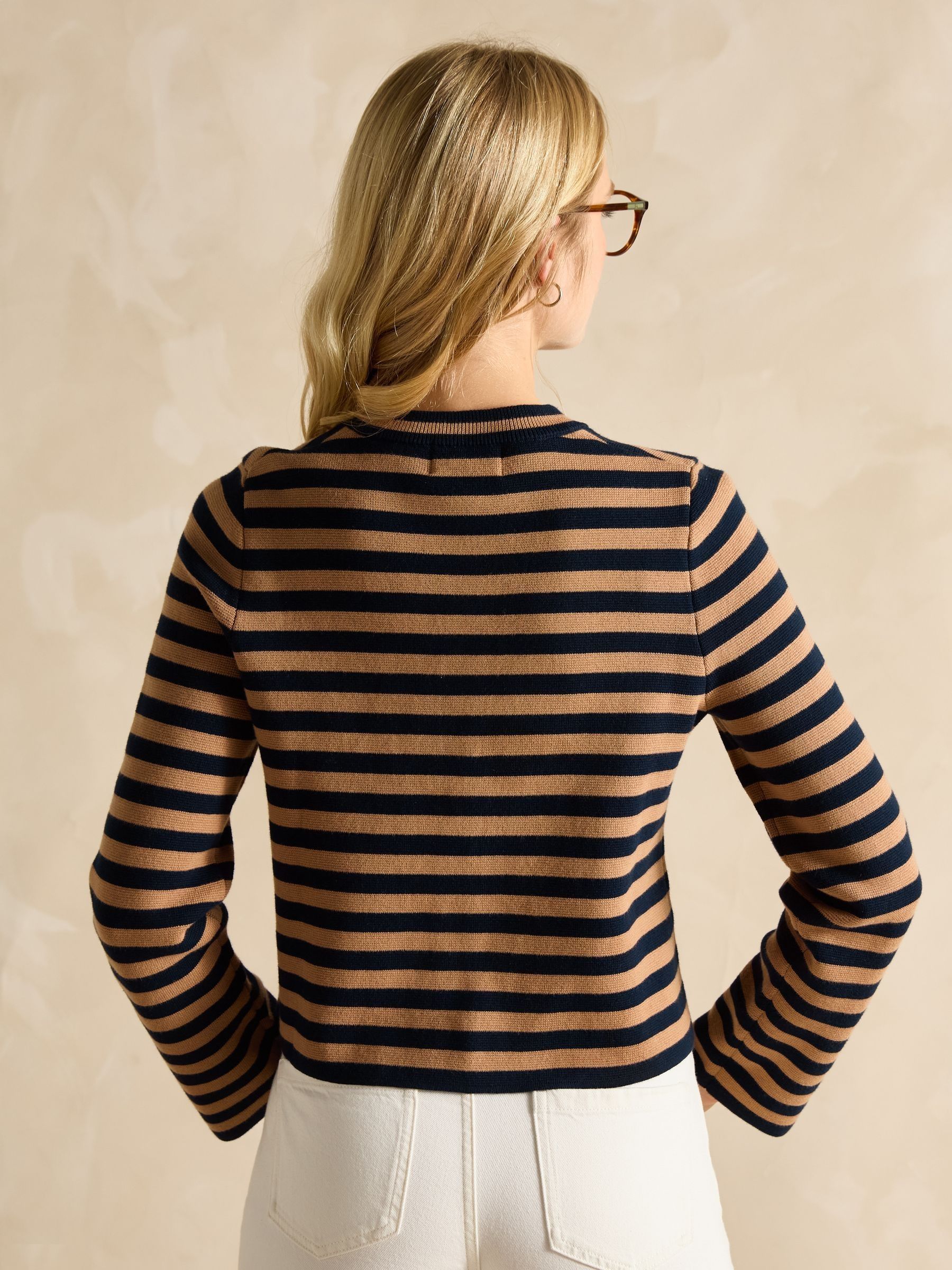 Catherine Tan/Navy Cotton Striped Cardigan - Image 2 of 7