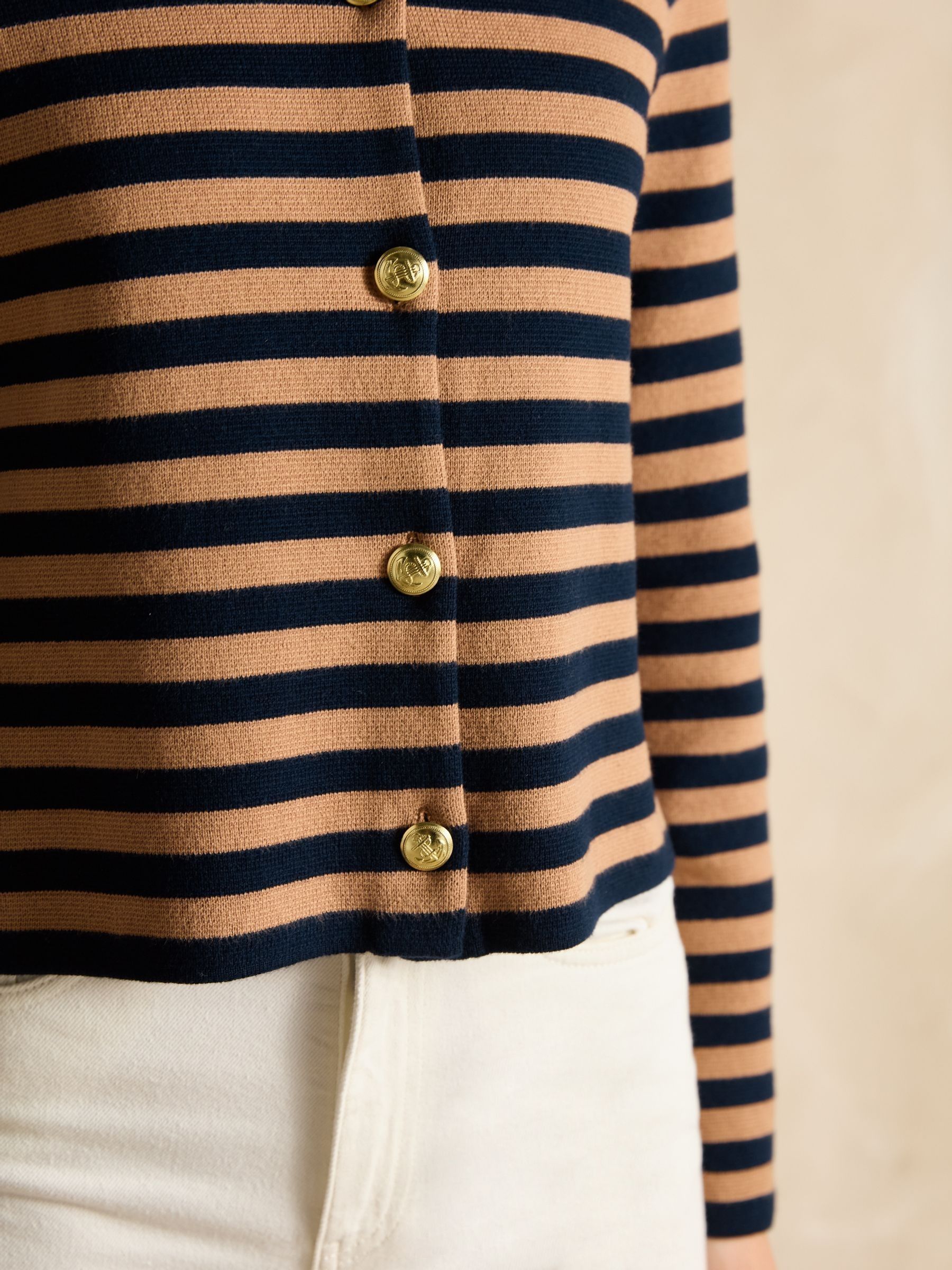 Catherine Tan/Navy Cotton Striped Cardigan - Image 4 of 7