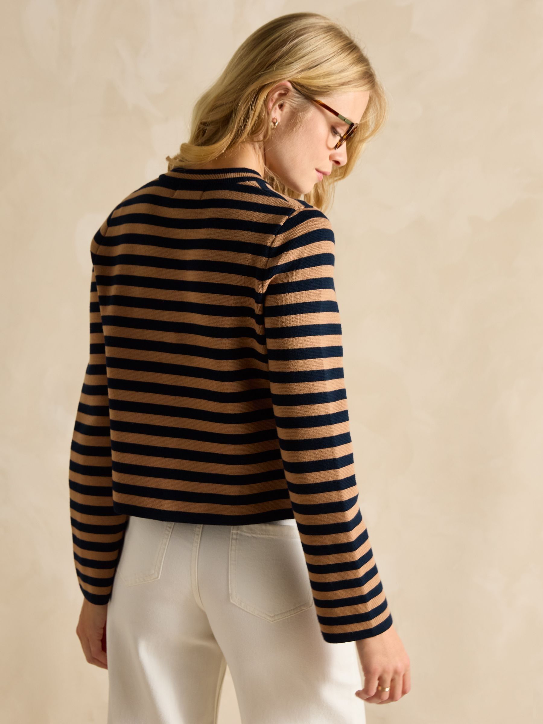 Catherine Tan/Navy Cotton Striped Cardigan - Image 5 of 7
