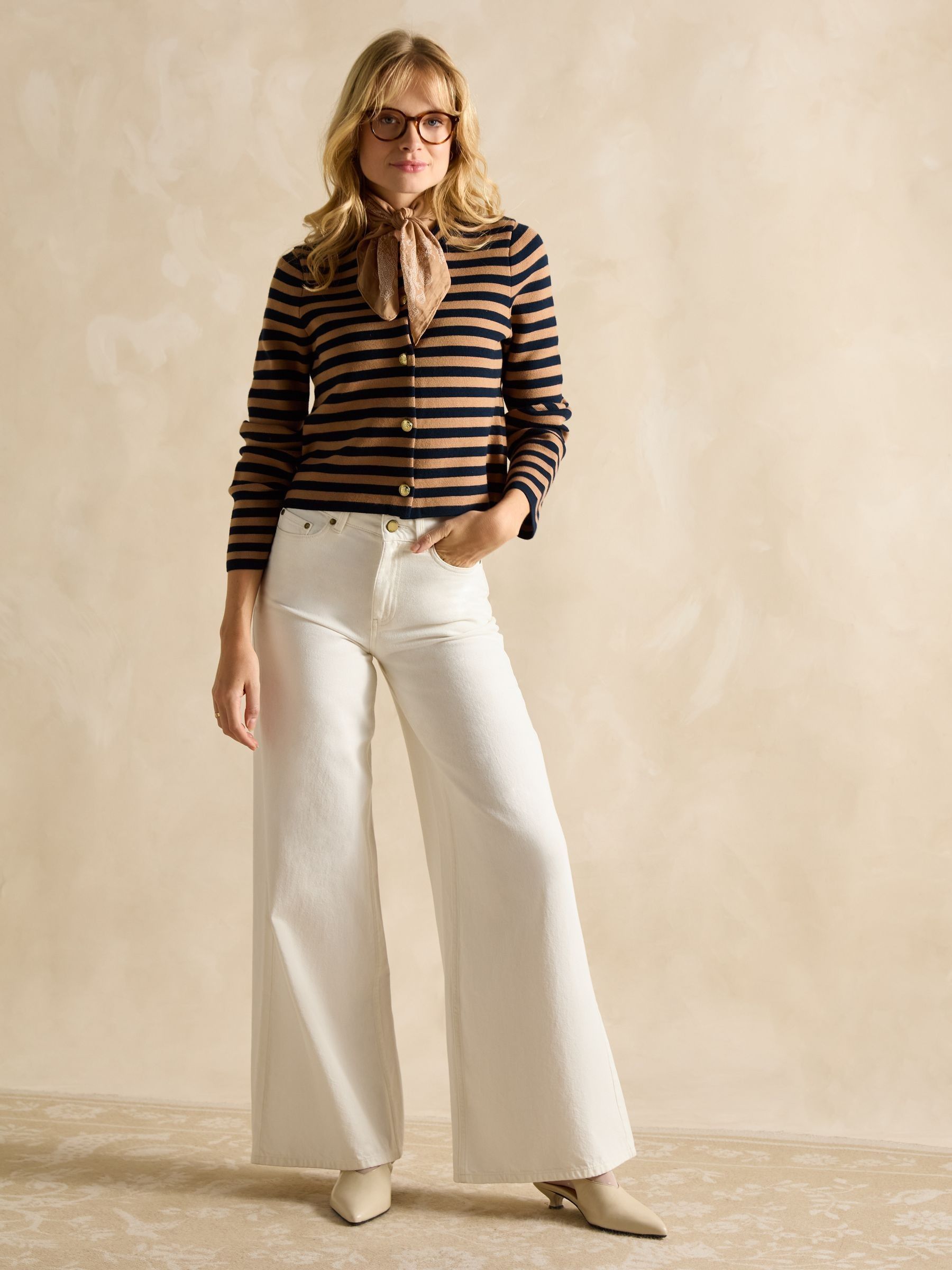 Catherine Tan/Navy Cotton Striped Cardigan - Image 6 of 7