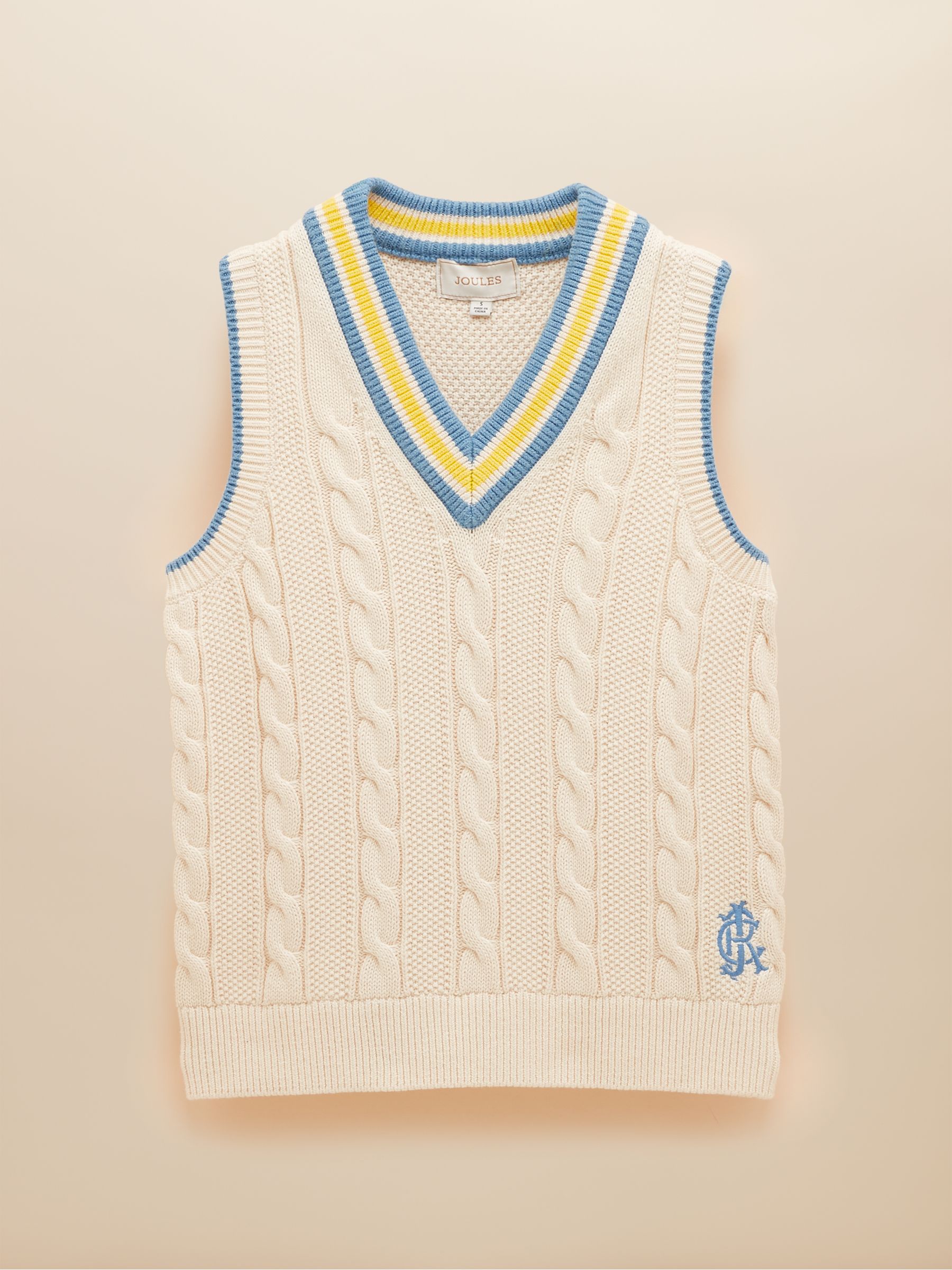 Deuce Cream Cable Knitted Cotton Vest - Image 7 of 9