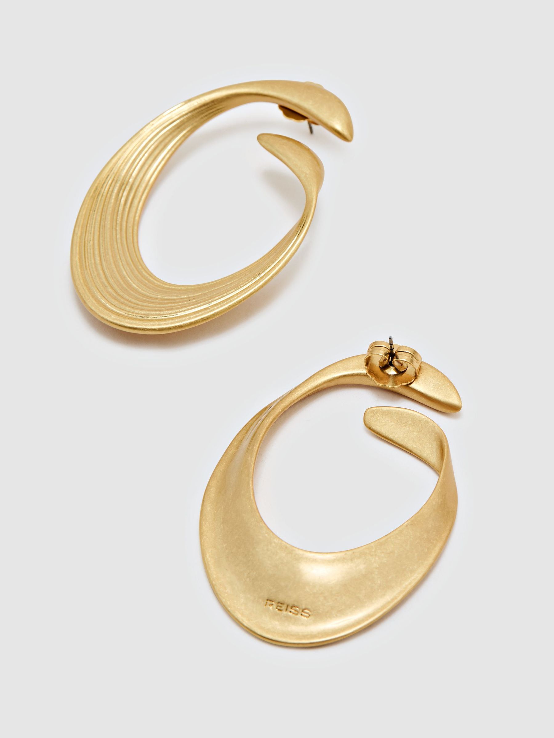 Brushed Twist Loop Earrings in Gold Tone - Image 2 of 2 Brushed Twist Loop Earrings in Gold Tone - Image 2 of 2