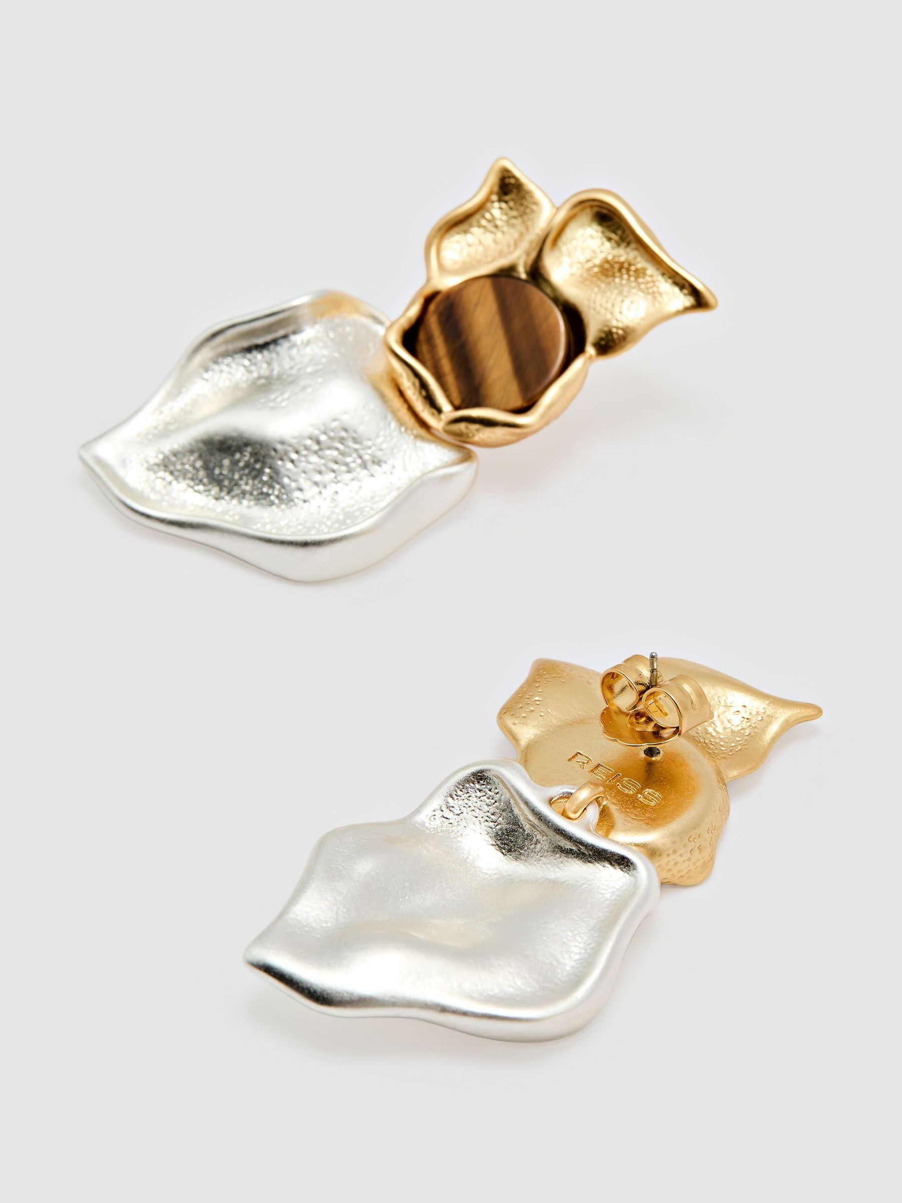 Floral Stone-Detail Drop Earrings in Gold Tone - Image 4 de 5