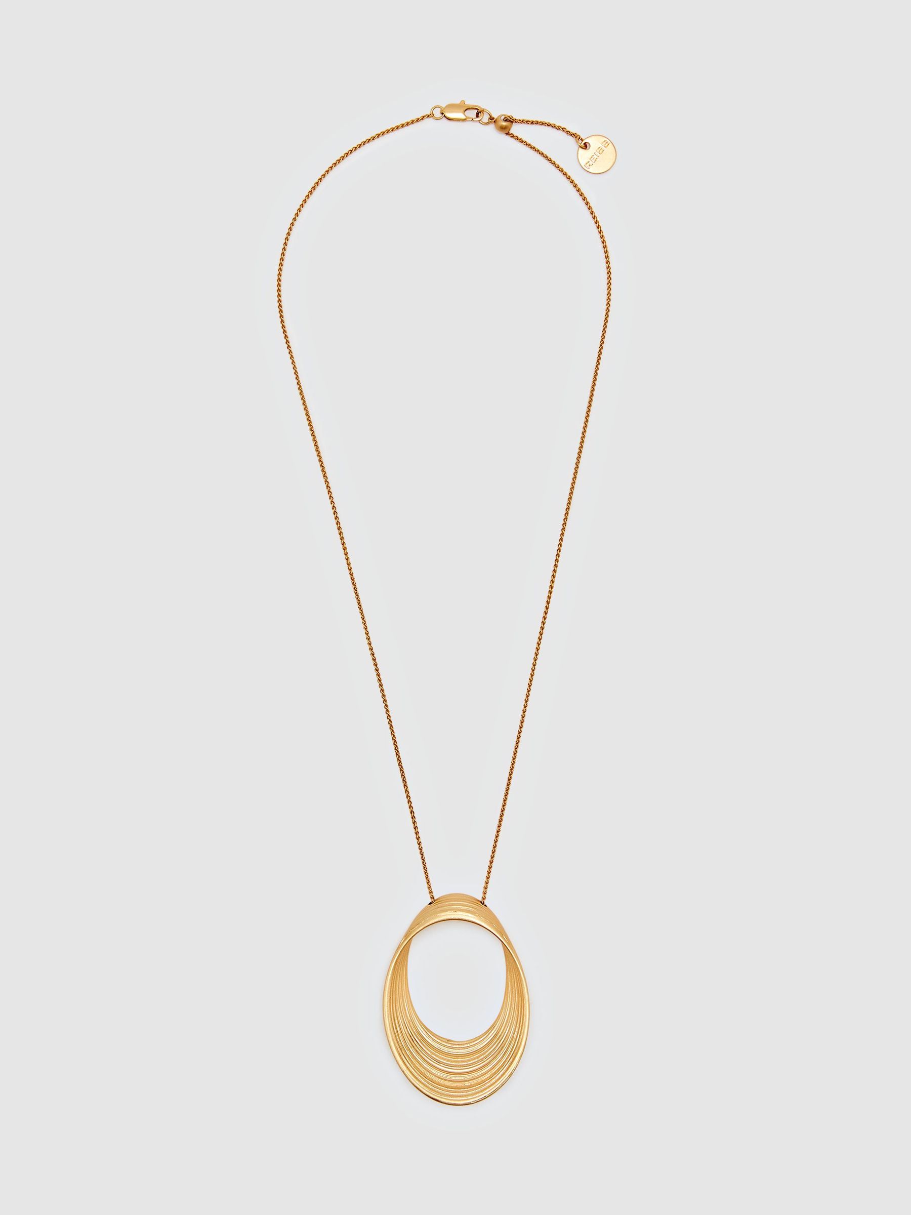 Brushed Loop Pendant Necklace in Gold Tone - Image 1 of 2