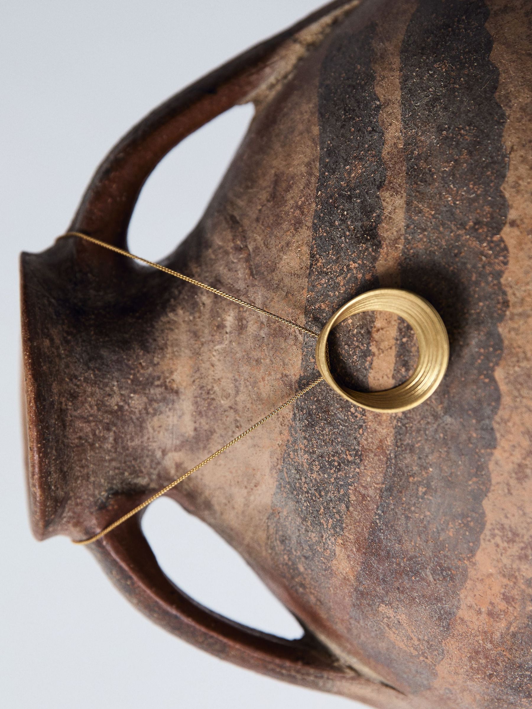 Brushed Loop Pendant Necklace in Gold Tone - Image 4 of 5