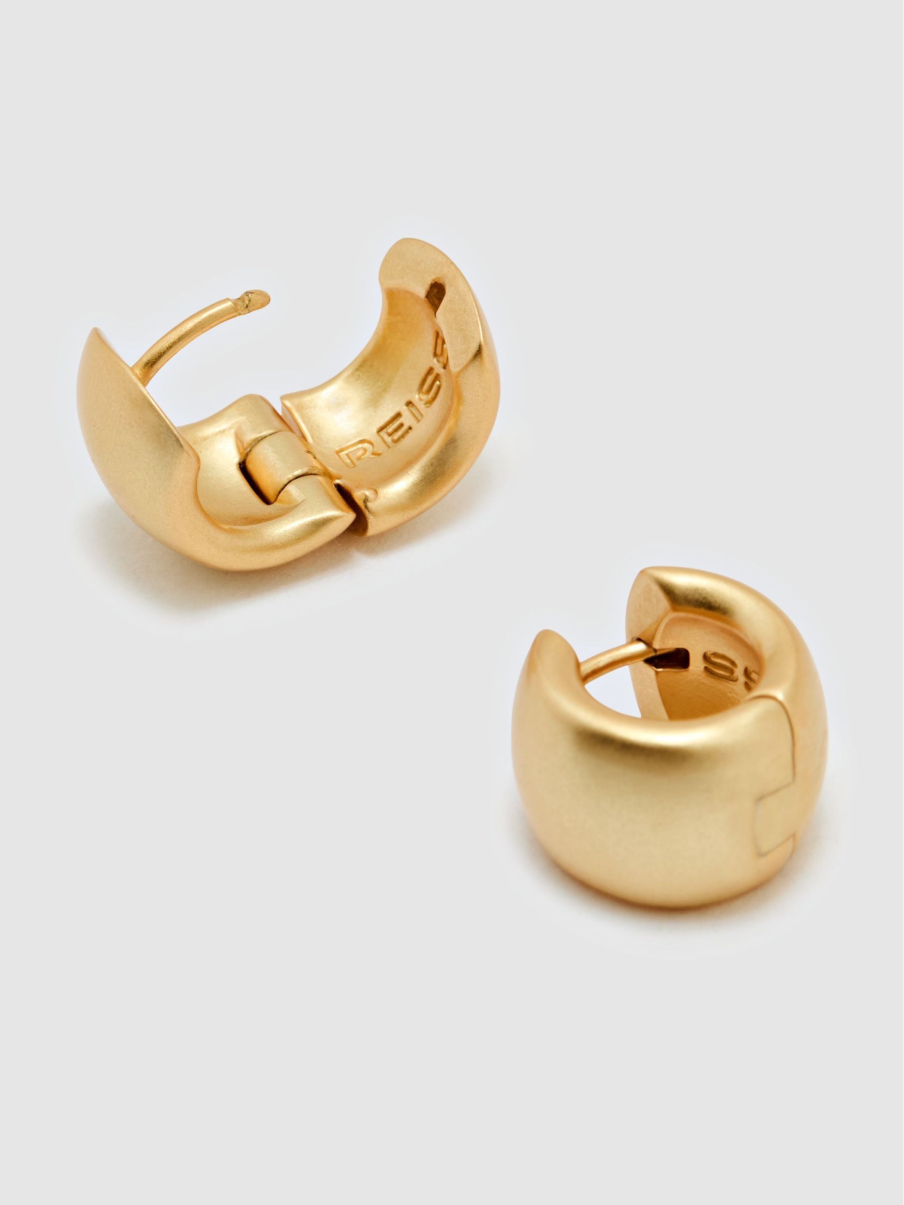 Polished Hinged Huggie Earrings in Gold Tone - Image 2 of 2