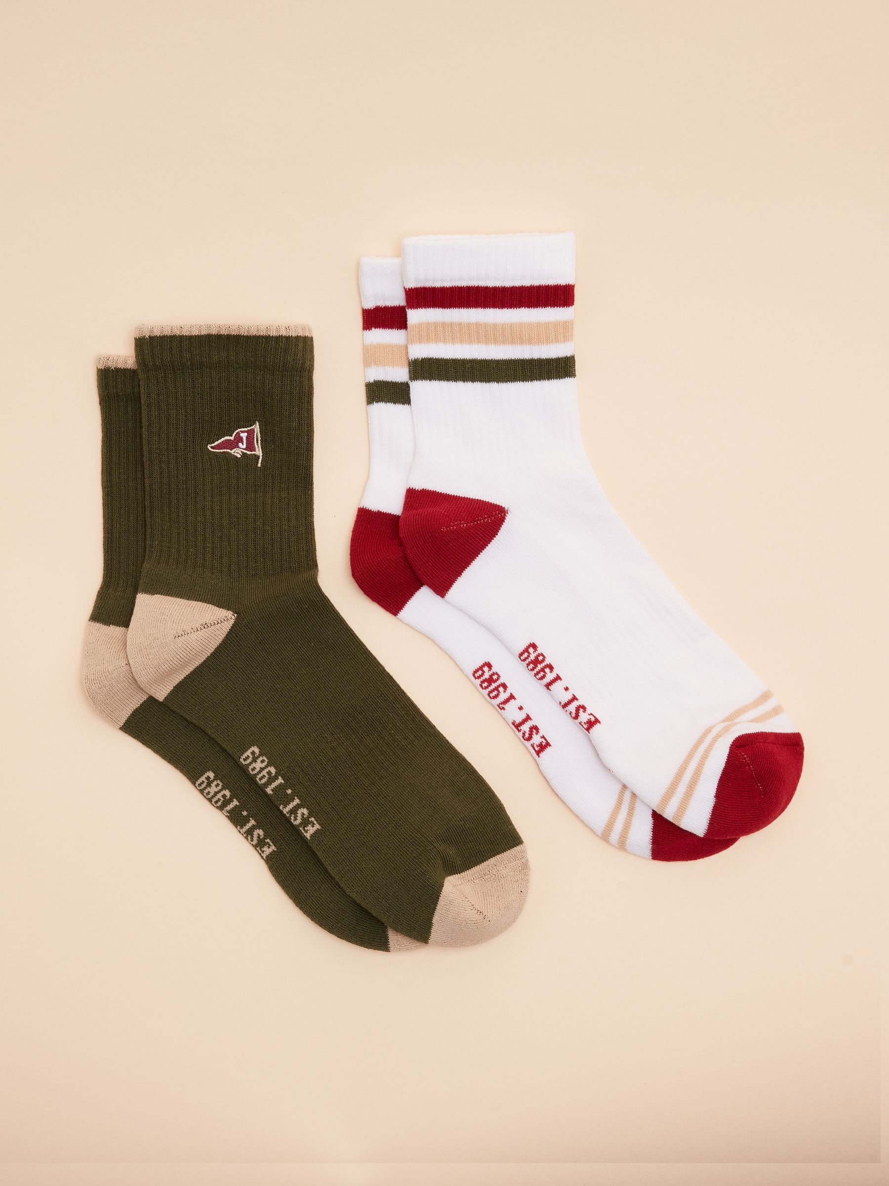 Men's Volley Khaki Green Pack of Two Tennis Socks - Image 1 of 5