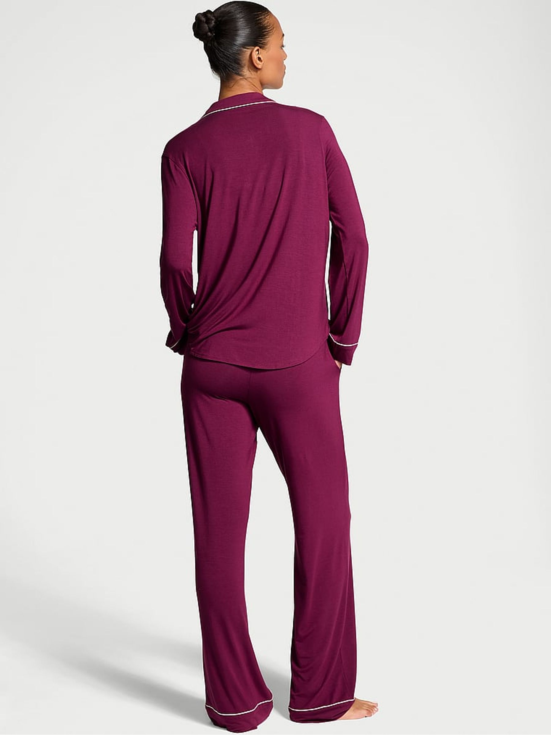 Plum Rouge Red Modal Long Pyjama Set - Image 2 of 4