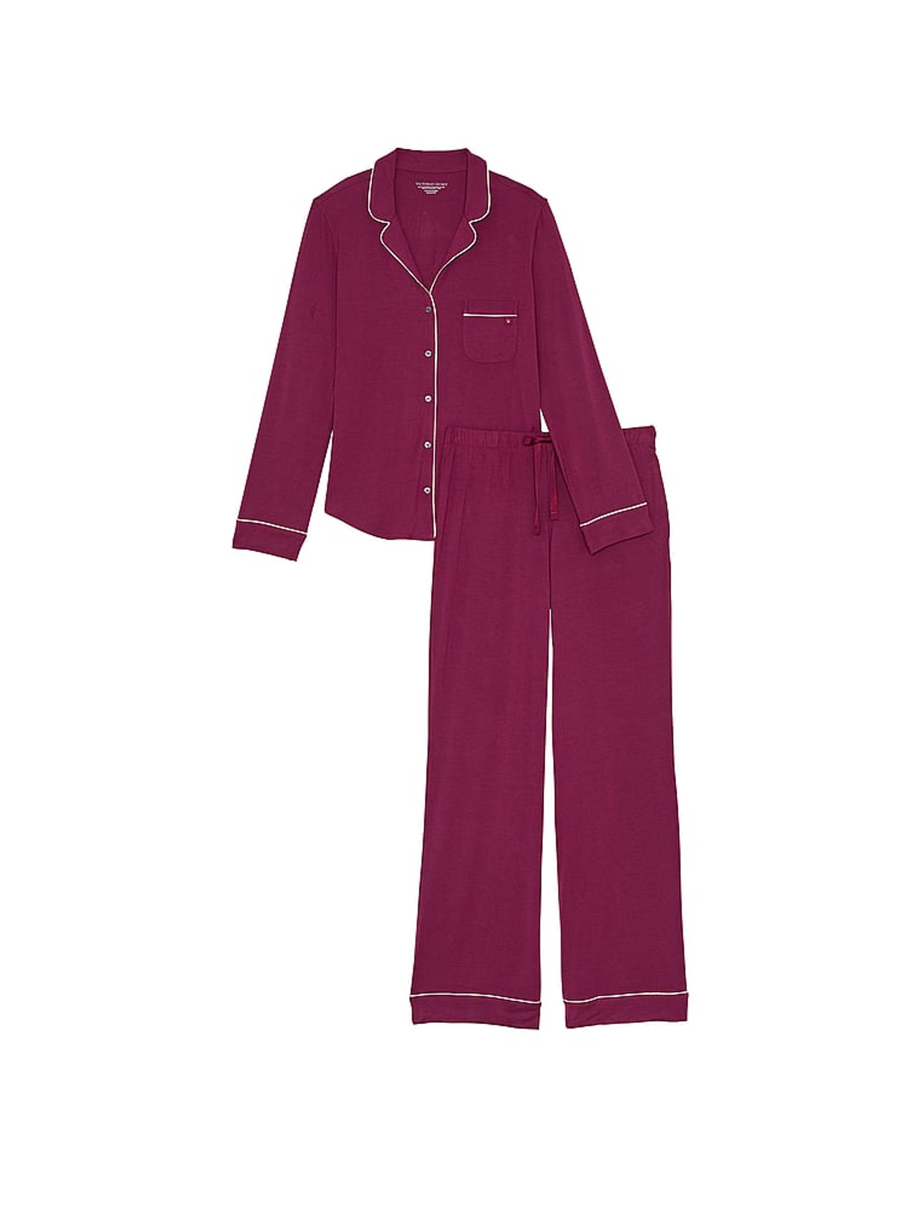 Plum Rouge Red Modal Long Pyjama Set - Image 3 of 4