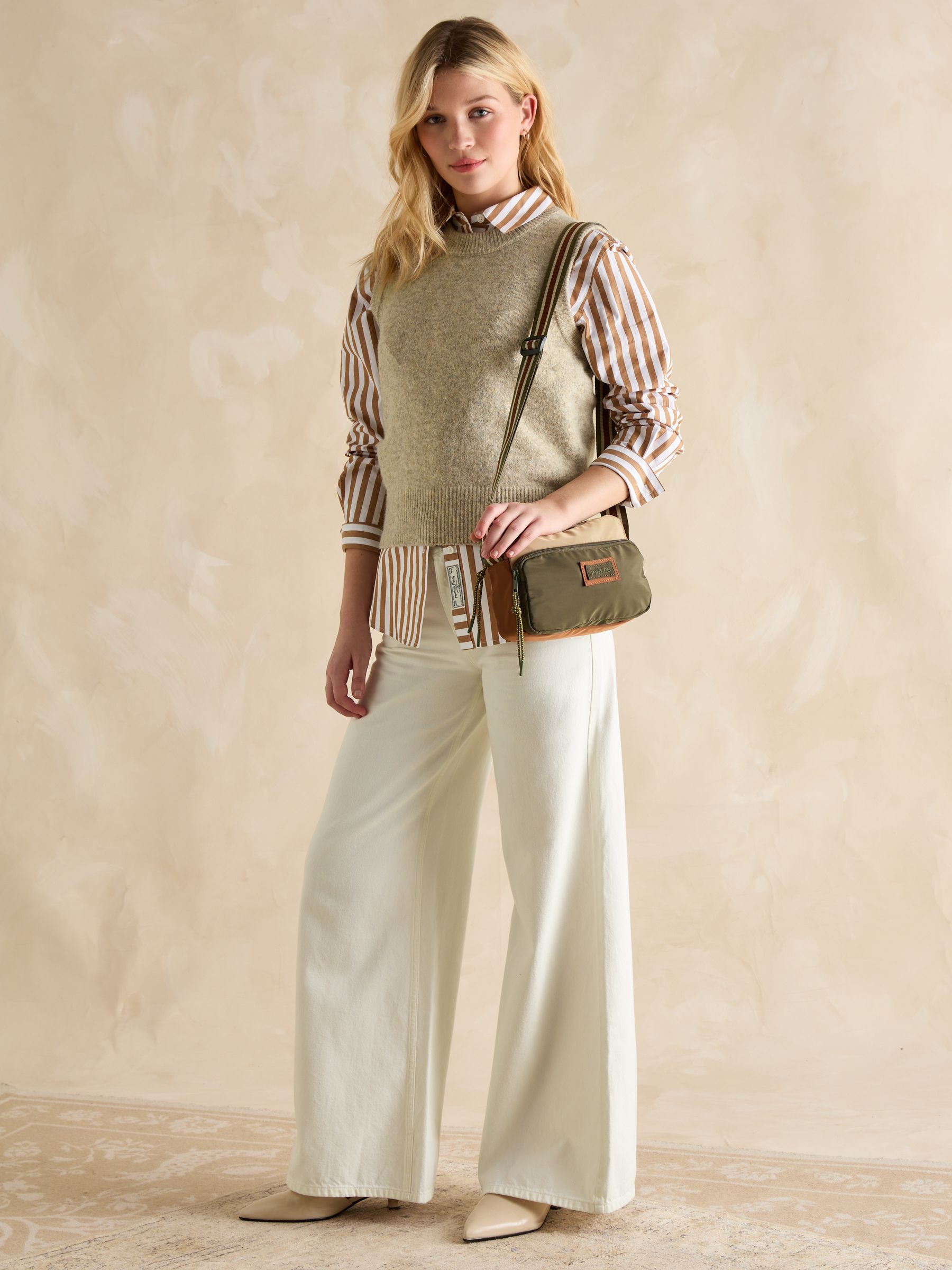 Marlow Neutral Nylon Cross Body Bag - Image 3 of 8
