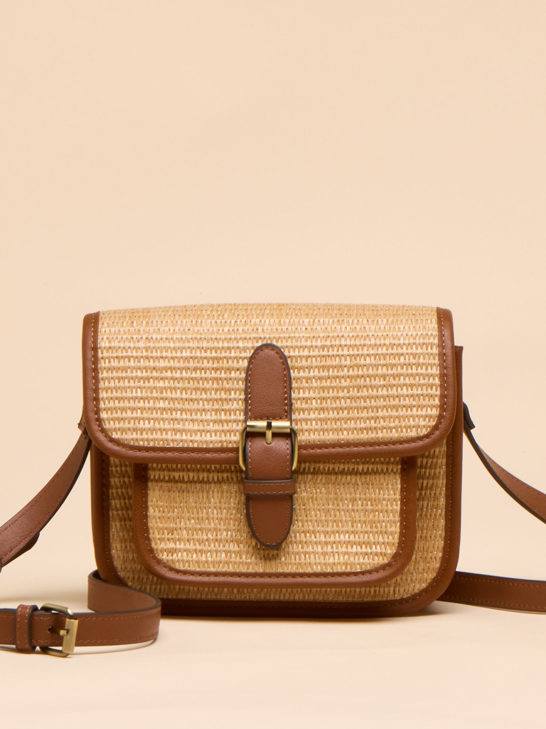 Alderton Neutral Straw Cross Body Bag - Image 1 of 7