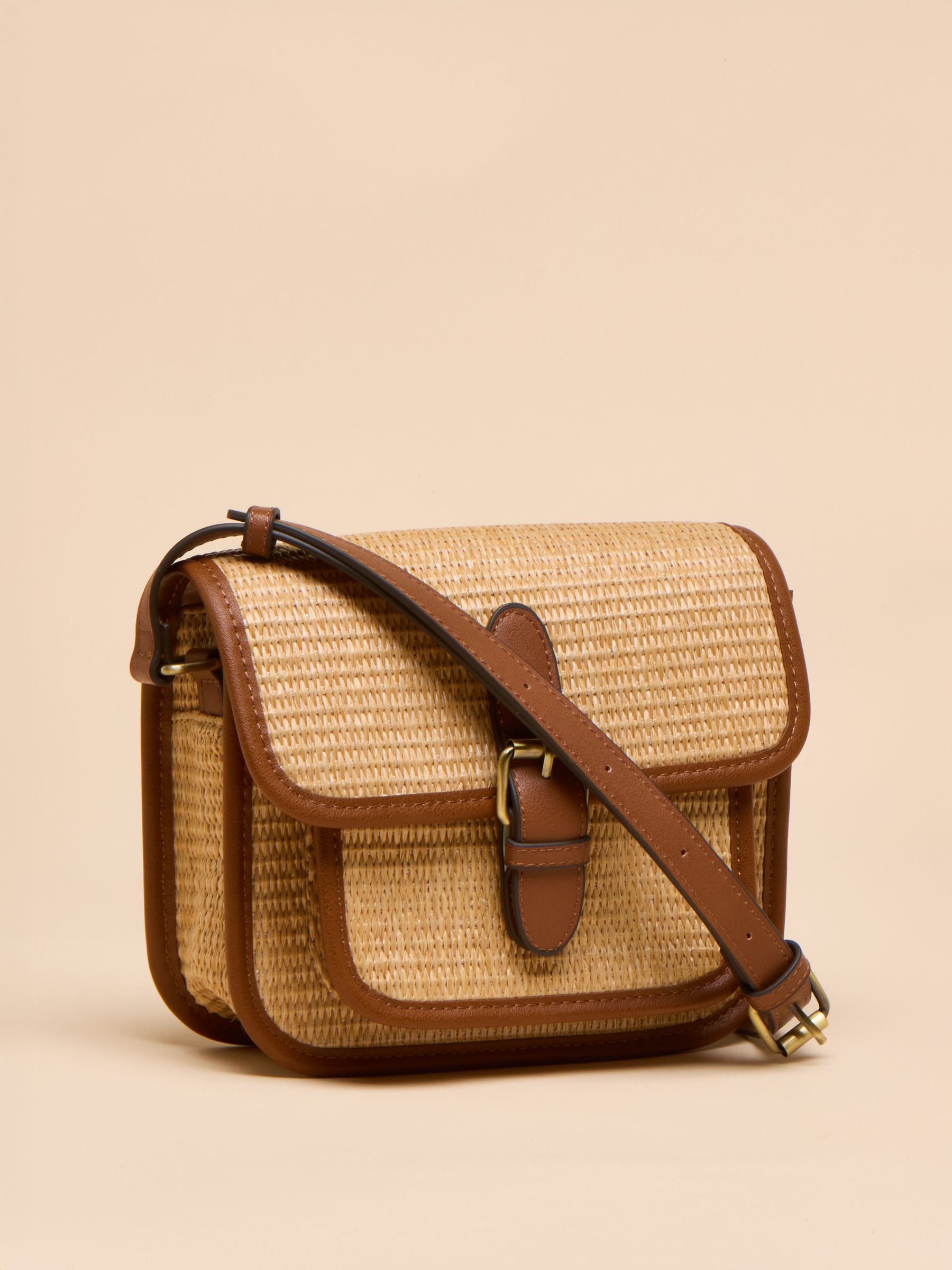 Alderton Neutral Straw Cross Body Bag - Image 5 of 7
