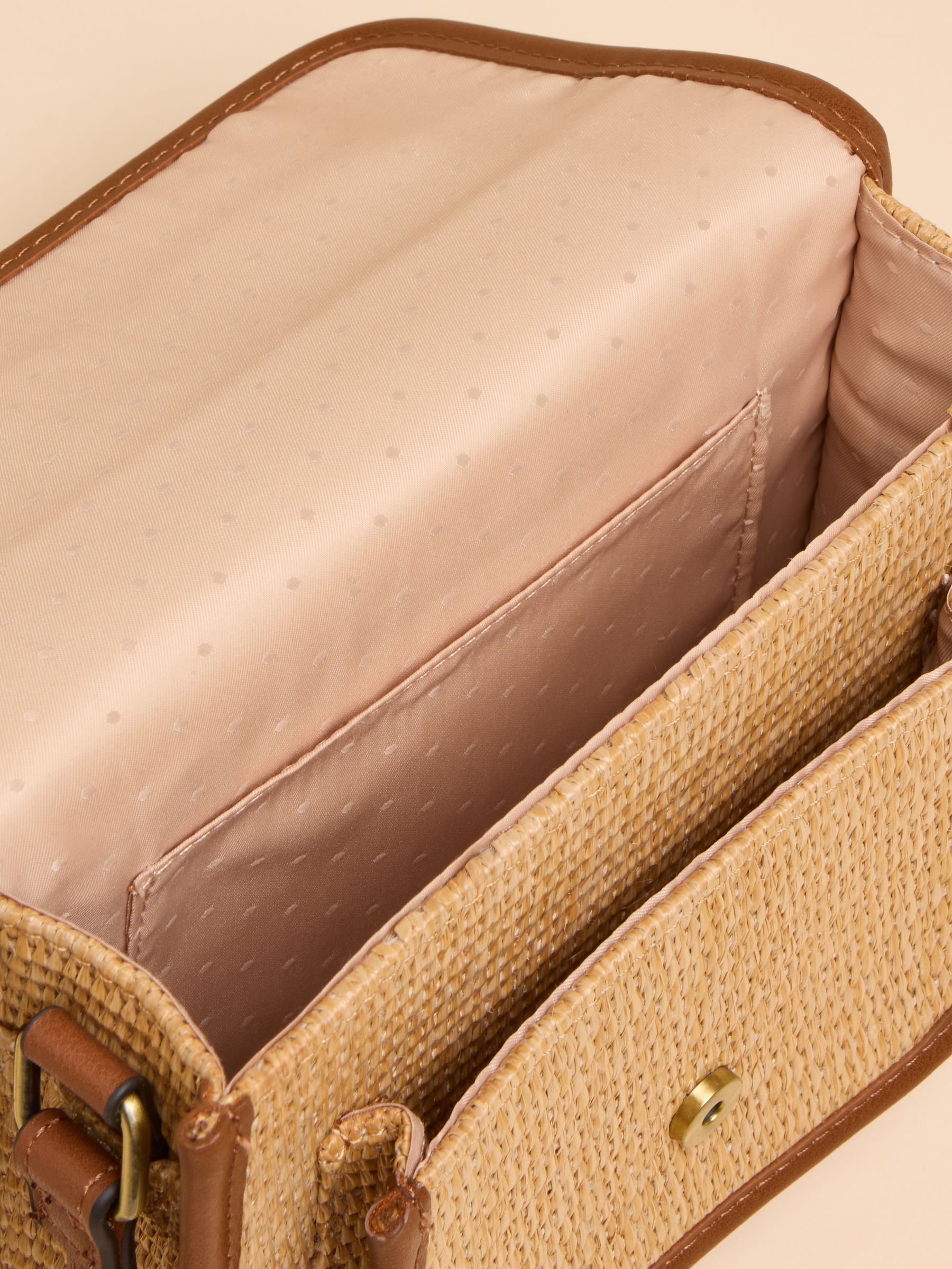 Alderton Neutral Straw Cross Body Bag - Image 6 of 7