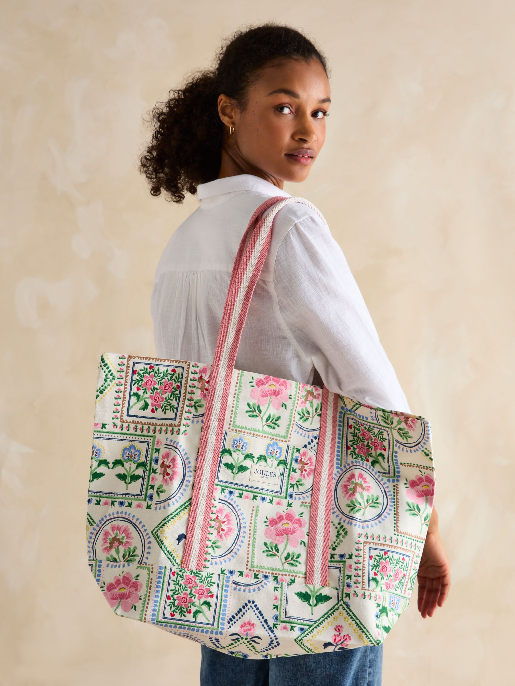 Promenade Floral Canvas Beach Bag - Image 2 of 7
