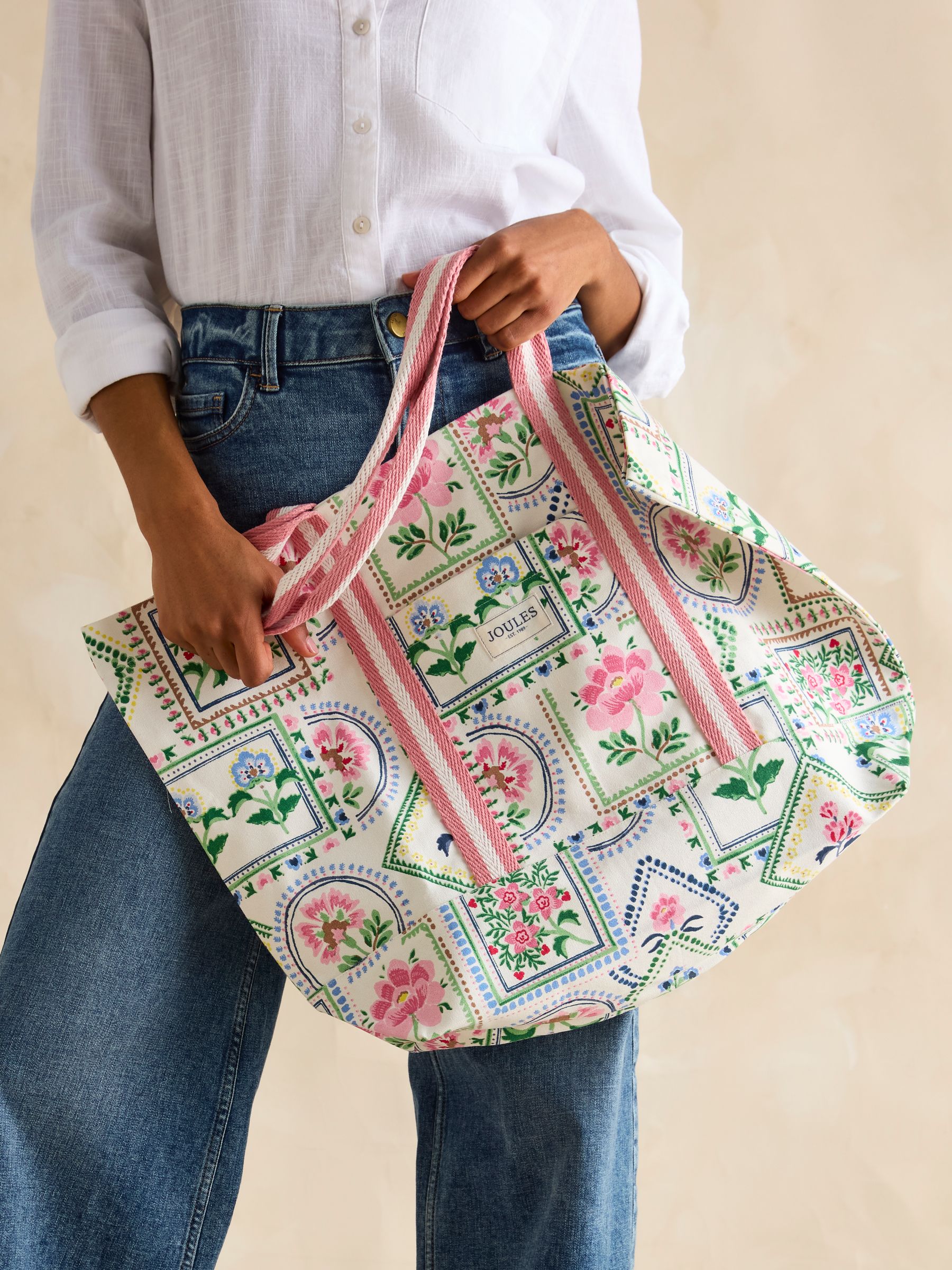 Promenade Floral Canvas Beach Bag - Image 3 of 7