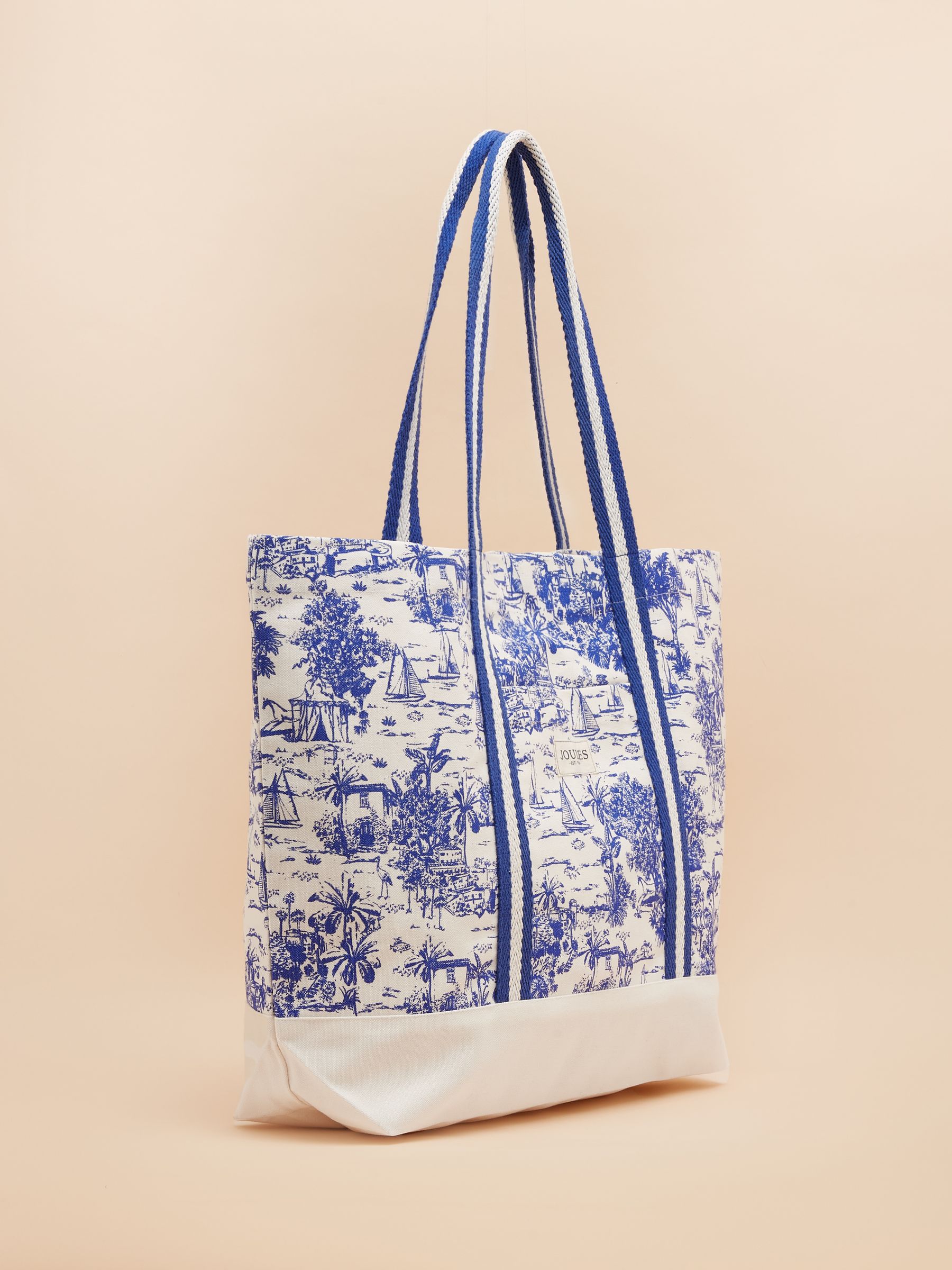 Promenade Blue/White Canvas Beach Bag - Image 4 of 7