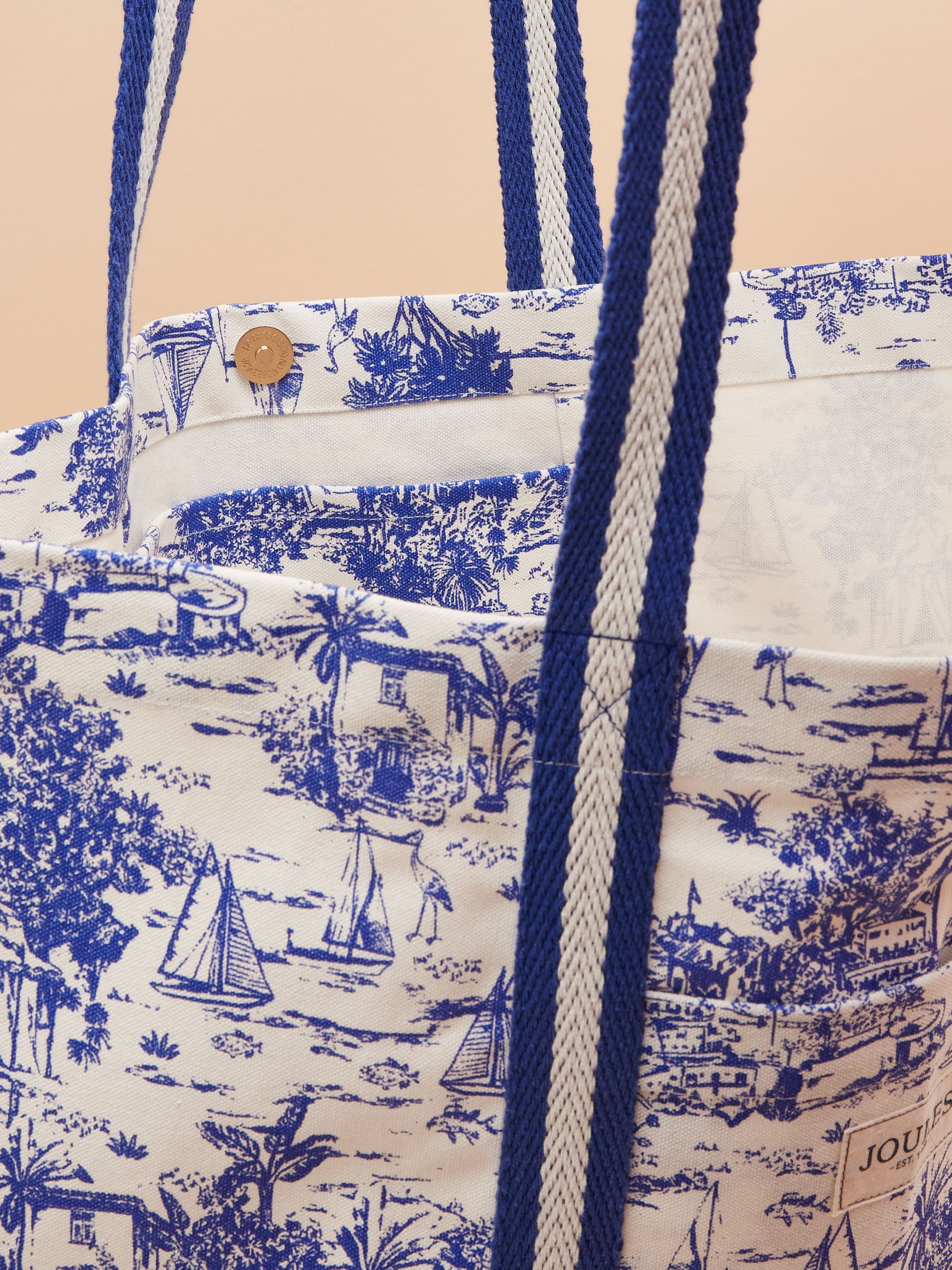 Promenade Blue/White Canvas Beach Bag - Image 7 of 7