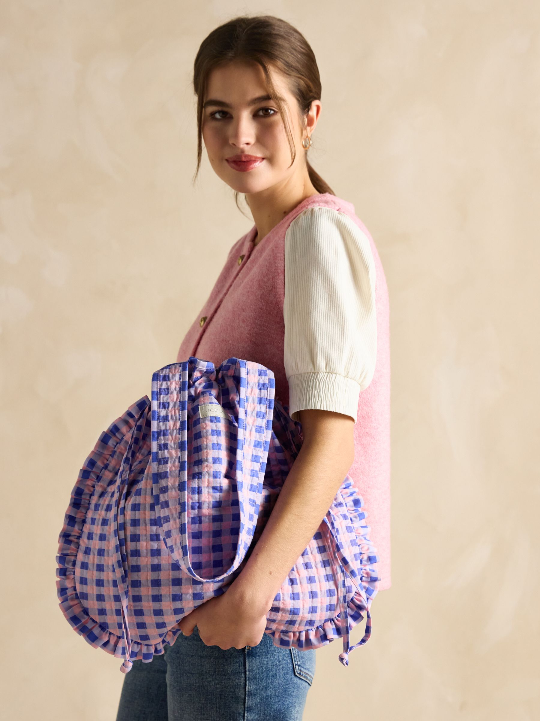 Nella Pink/Lilac Cotton Frill Tote Bag - Image 2 of 9