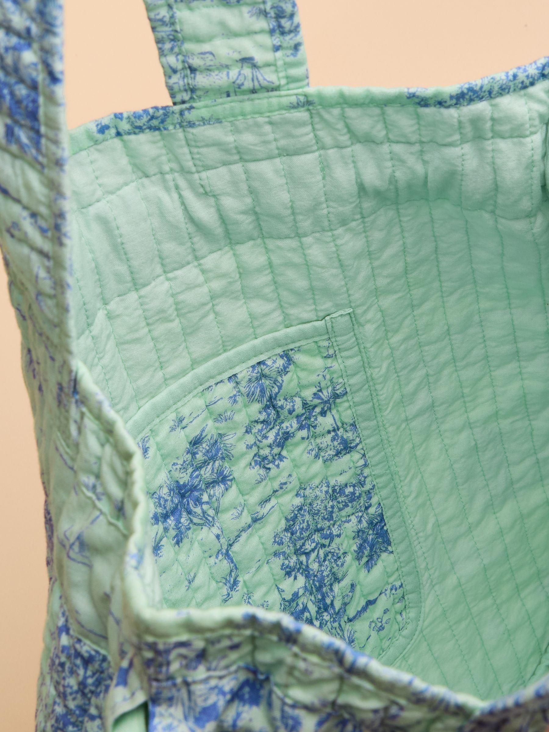 Nella Green/Blue Cotton Frill Tote Bag - Image 8 of 8