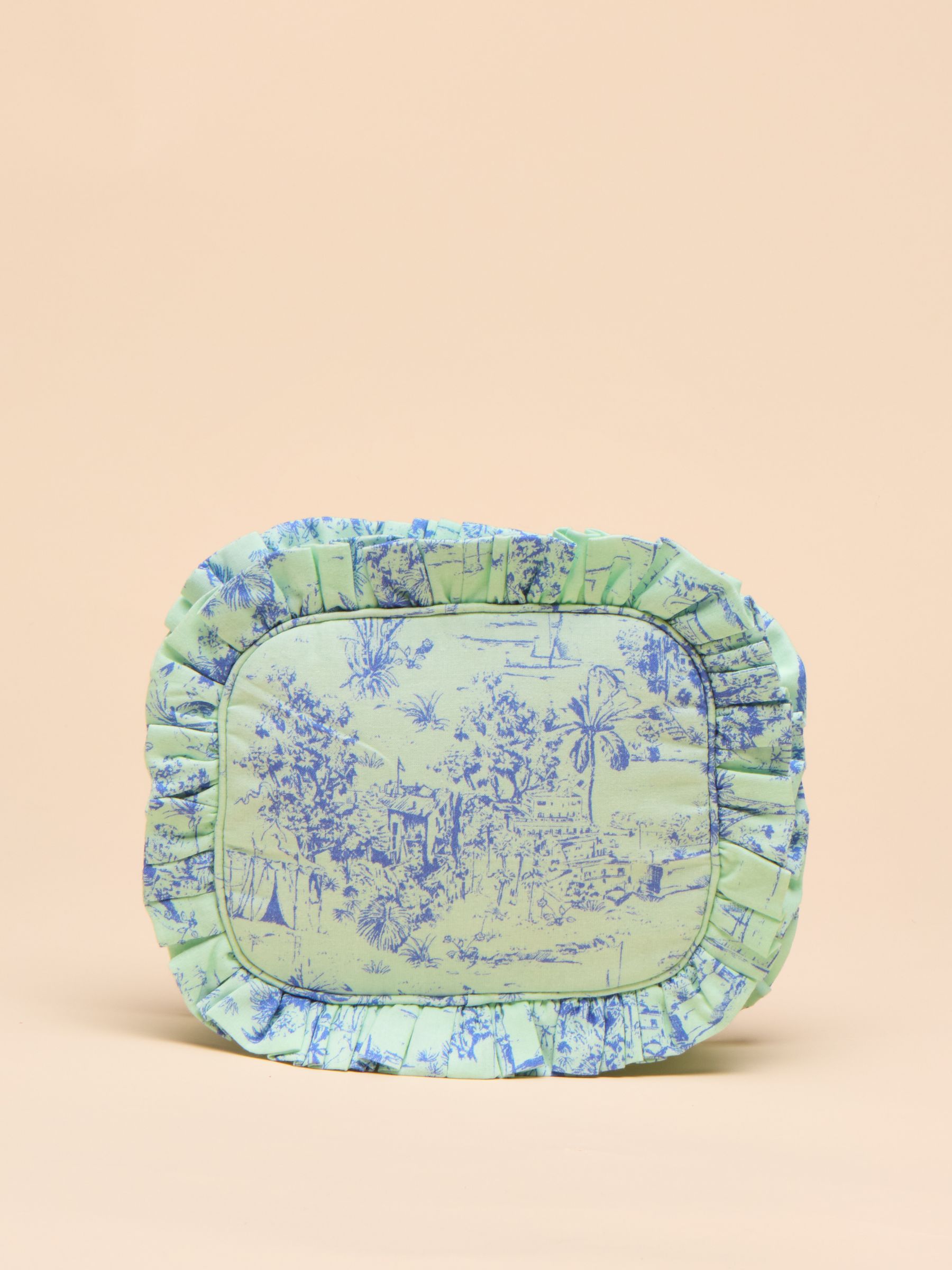 Nina Green/Blue Cotton Frill Wash Bag - Image 2 of 5