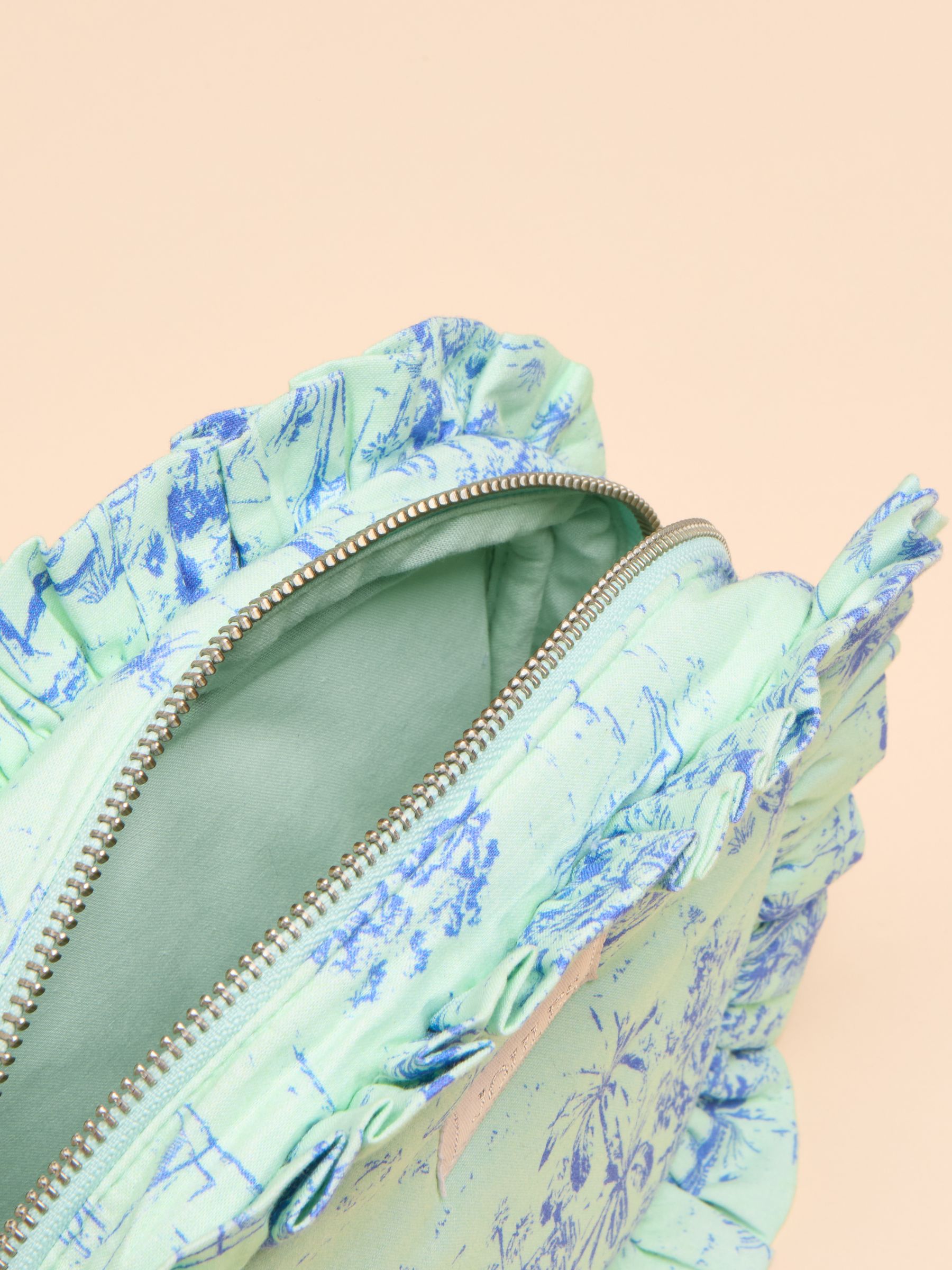 Nina Green/Blue Cotton Frill Wash Bag - Image 4 of 5