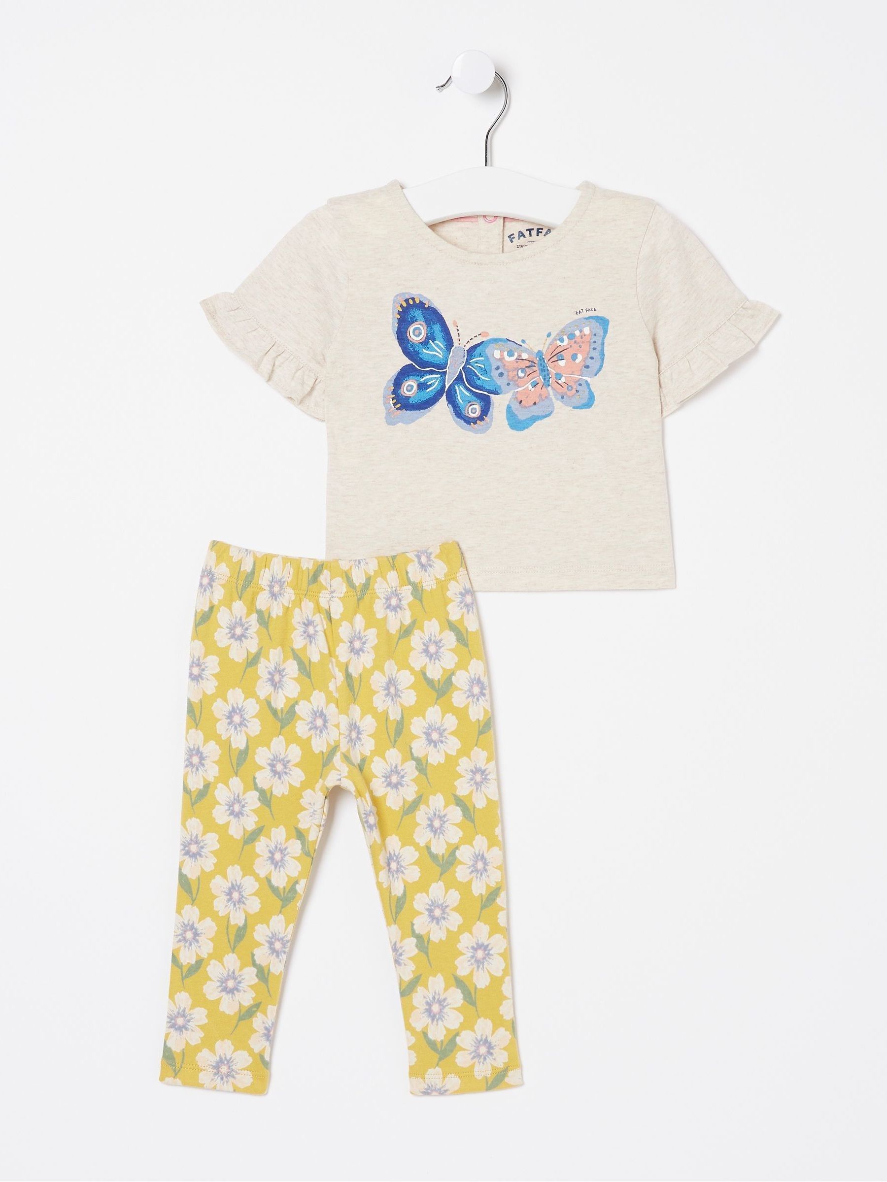 White Butterfly Graphic Leggings Set - Image 1 of 1 White Butterfly Graphic Leggings Set - Image 1 of 1