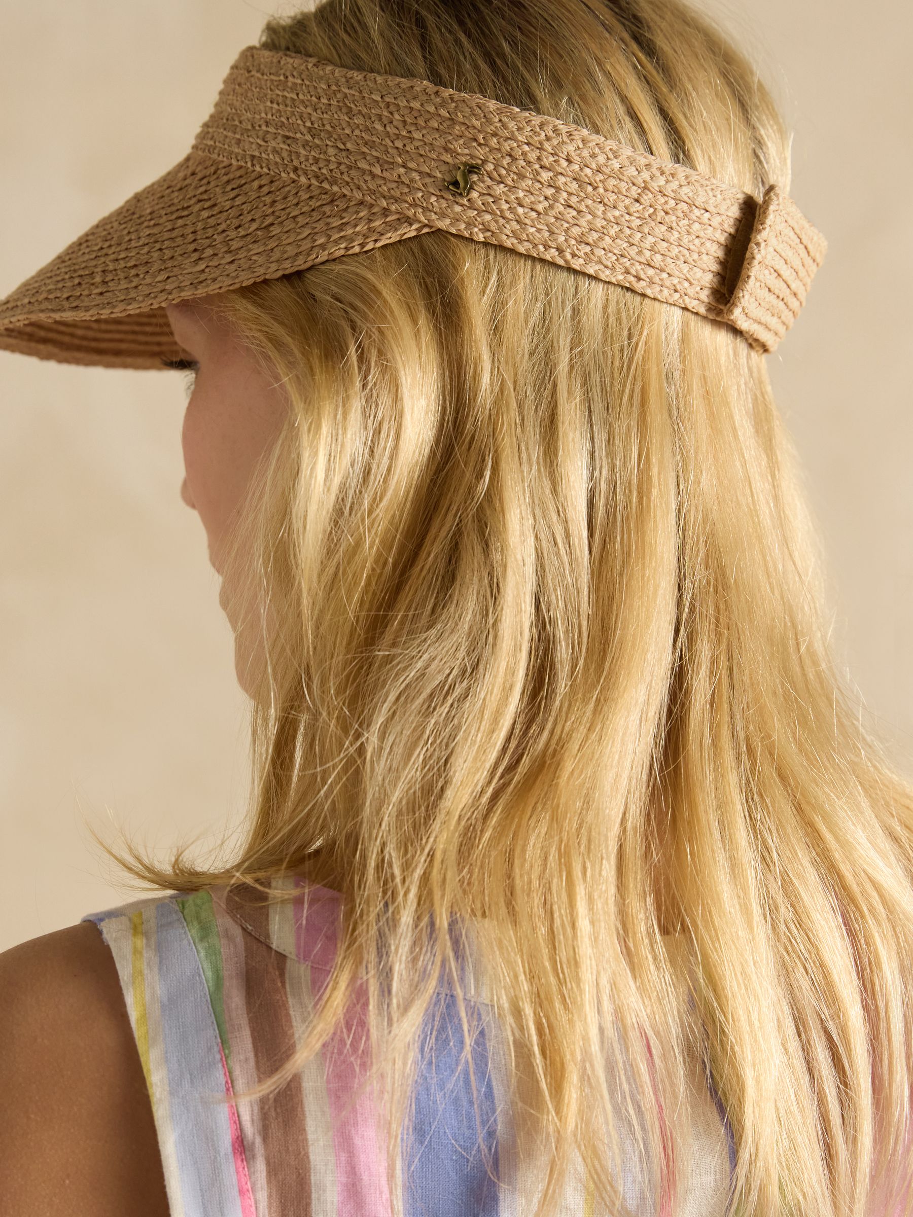 Sunray Neutral Packable Adjustable Raffia Visor - Image 4 of 8