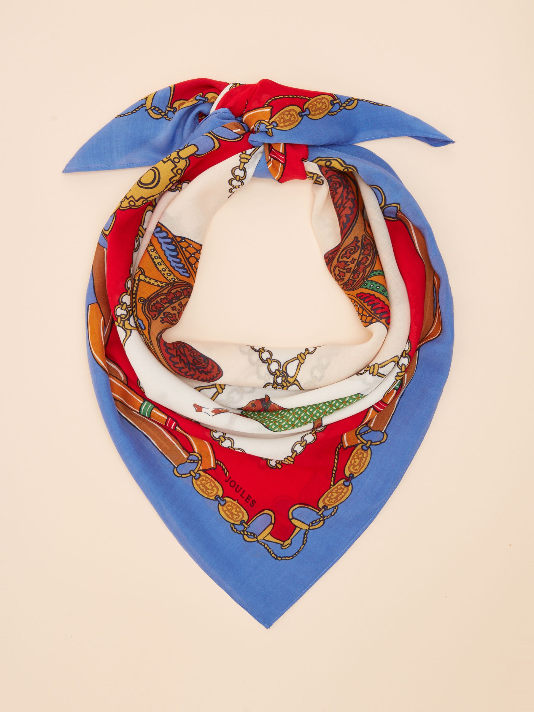 Middleton Blue/Neutral Square Viscose Scarf - Image 5 of 7