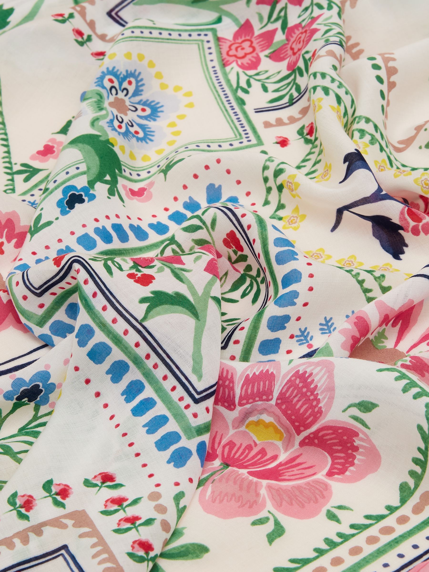 Middleton Cream/Pink/Green Square Viscose Scarf - Image 5 of 5