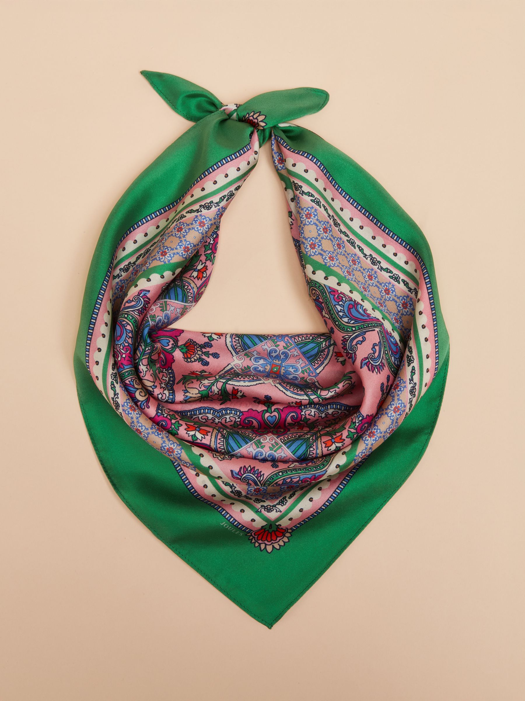 Elsie Green & Pink Printed 100% Silk Scarf - Image 4 of 6