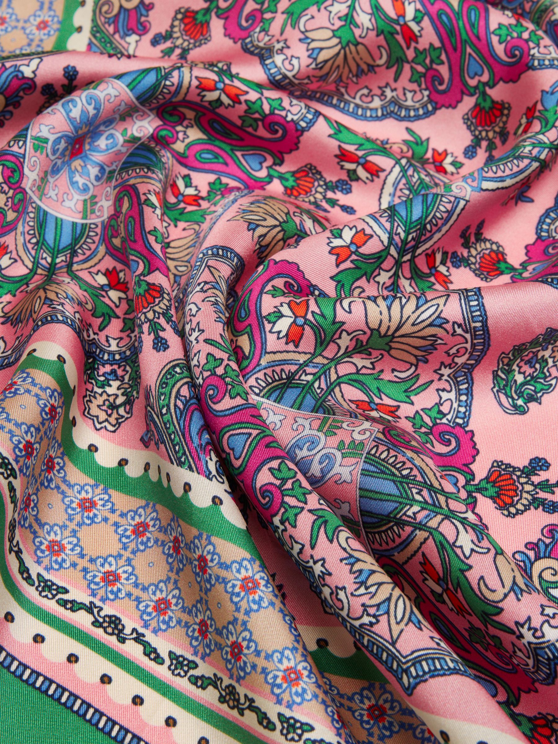 Elsie Green & Pink Printed 100% Silk Scarf - Image 6 of 6