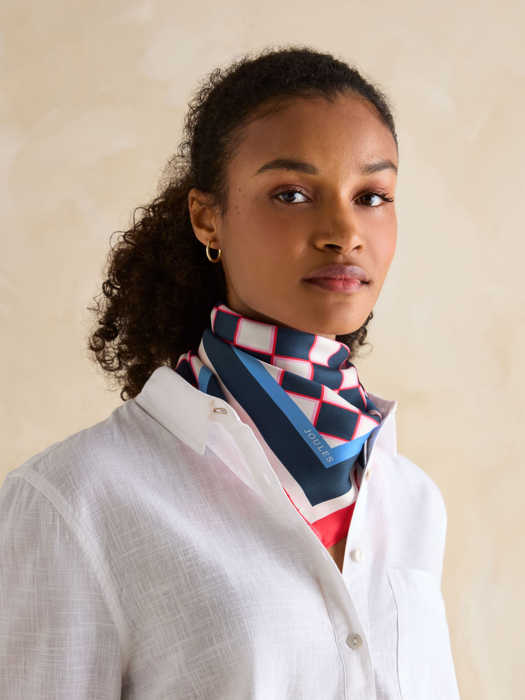 Elsie Navy/Red 100% Silk Scarf - Image 2 of 2