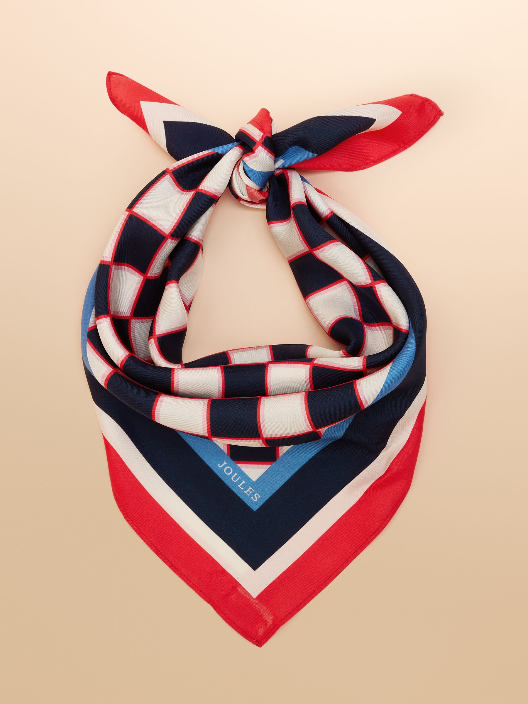 Elsie Navy/Red 100% Silk Scarf - Image 4 of 5