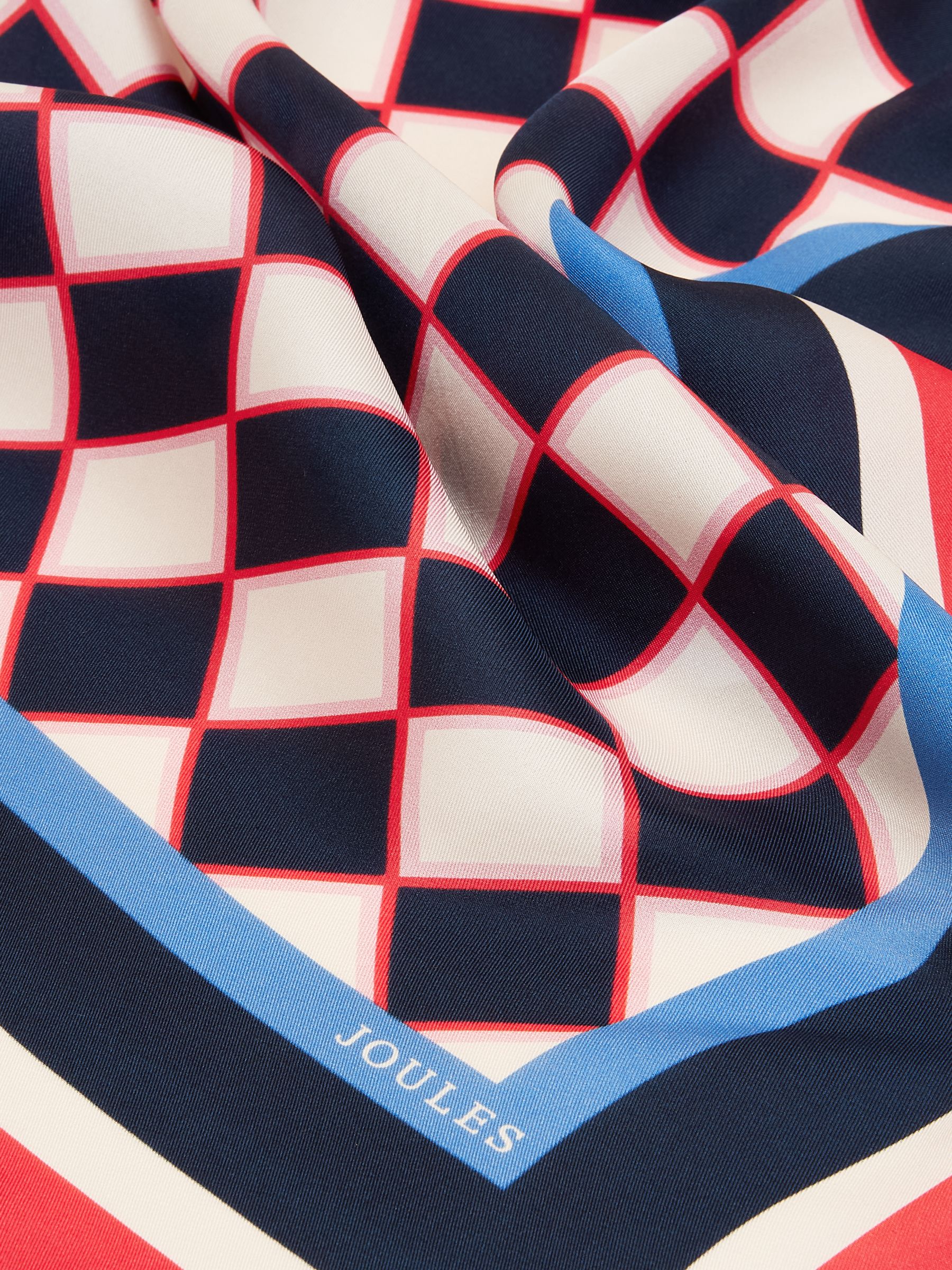 Elsie Navy/Red 100% Silk Scarf - Image 5 of 5