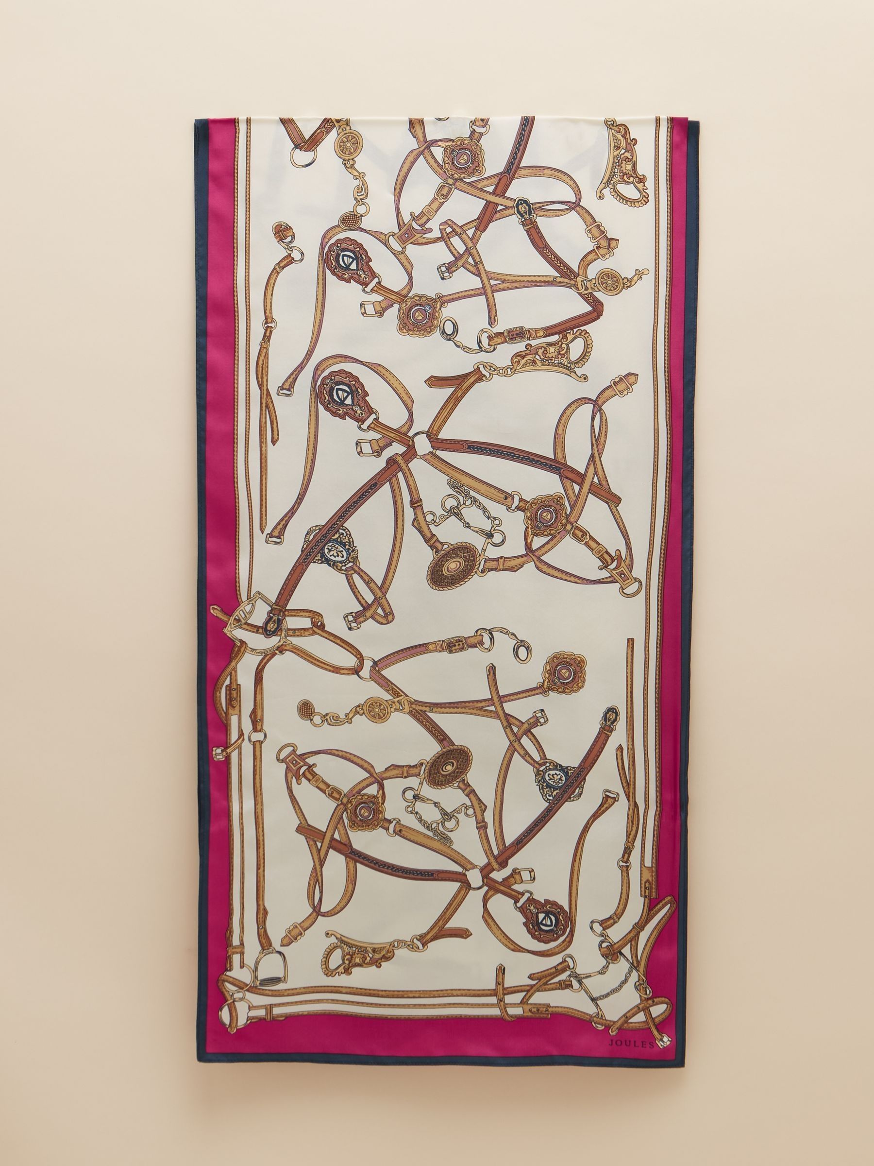 Windsor Cream & Pink Printed Long 100% Silk Scarf - Image 4 of 6