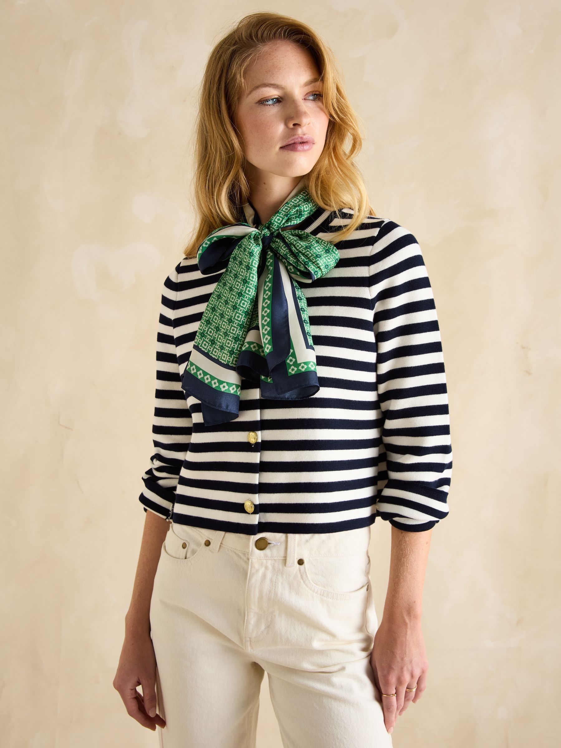 Windsor Green Printed Long 100% Silk Scarf - Image 1 of 5