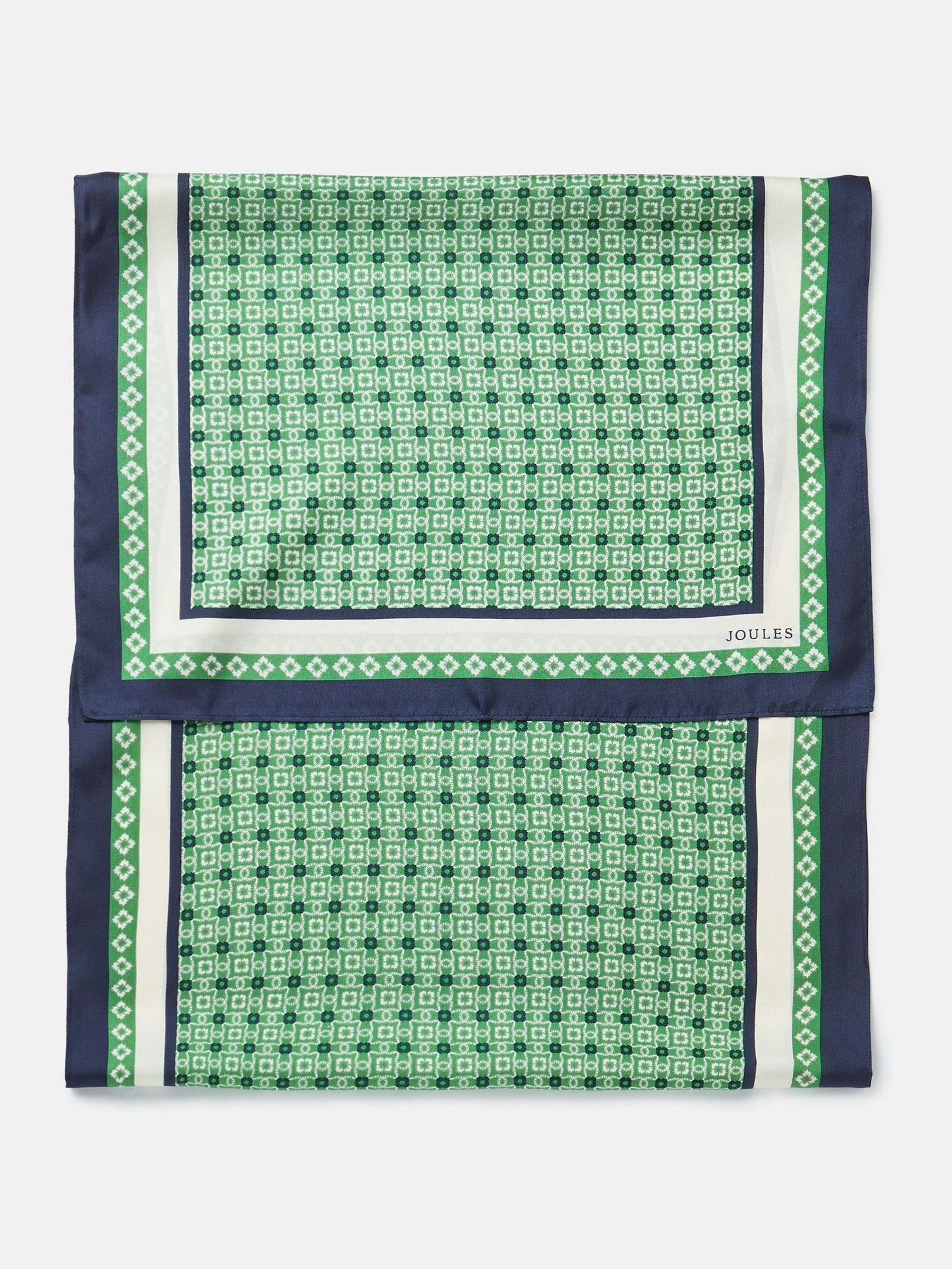 Windsor Green Printed Long 100% Silk Scarf - Image 4 of 5