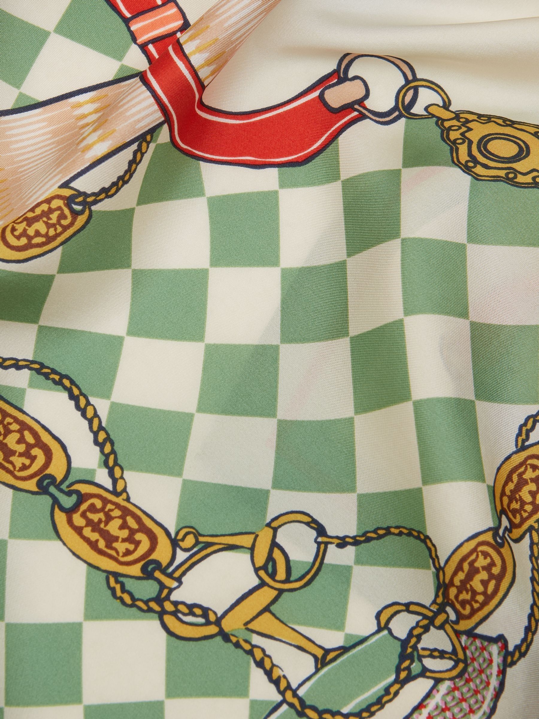 Bloomfield Green/Ecru Square 100% Silk Scarf - Image 4 of 5