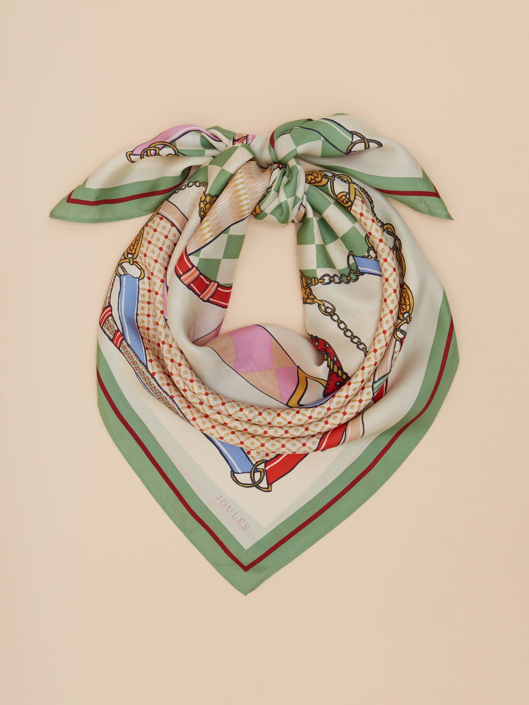 Bloomfield Green/Ecru Square 100% Silk Scarf - Image 5 of 5