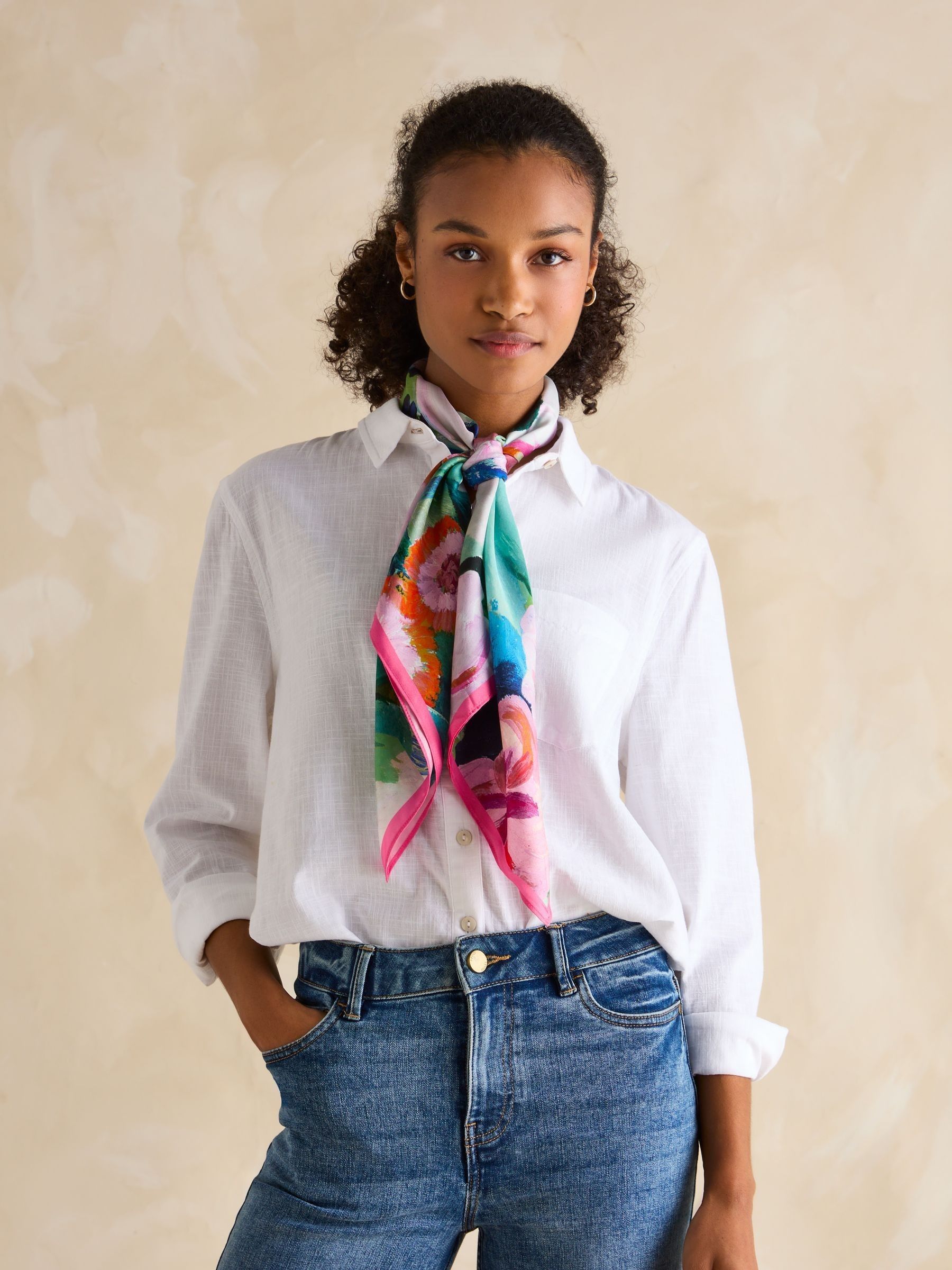 Bloomfield Floral Square Silk Scarf - Image 1 of 2