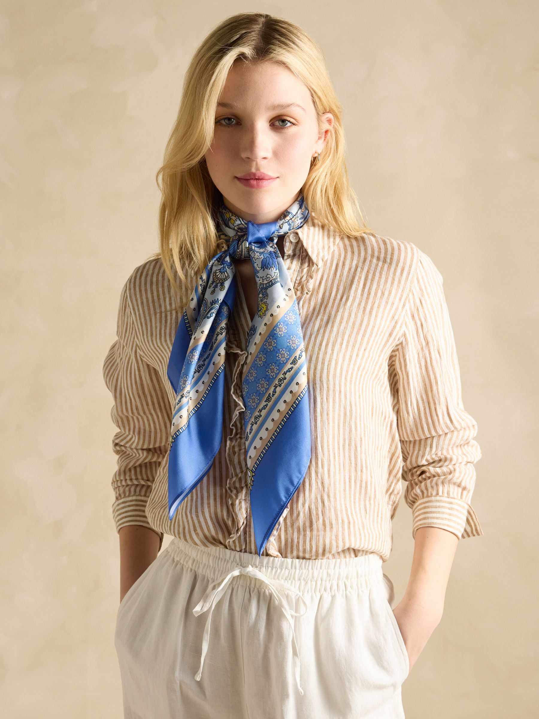 Bloomfield Blue Square Silk Scarf - Image 1 of 6