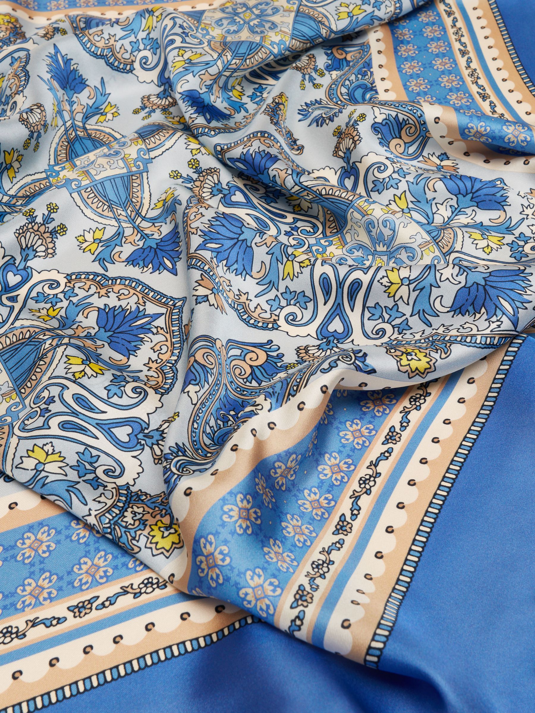 Bloomfield Blue Square Silk Scarf - Image 5 of 6