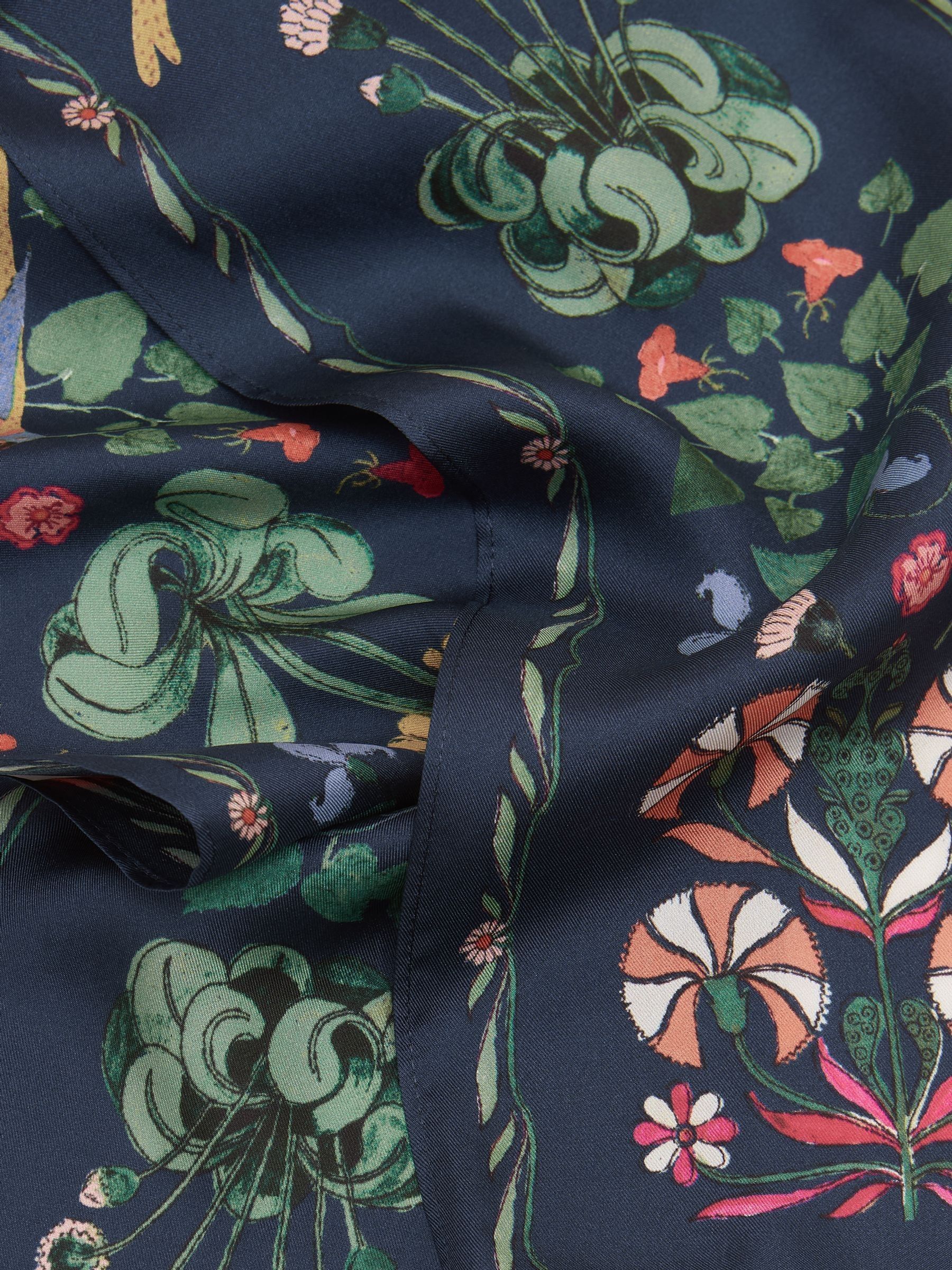 Highgrove Navy Blue Skinny Printed 100% Silk Scarf - Image 5 of 6