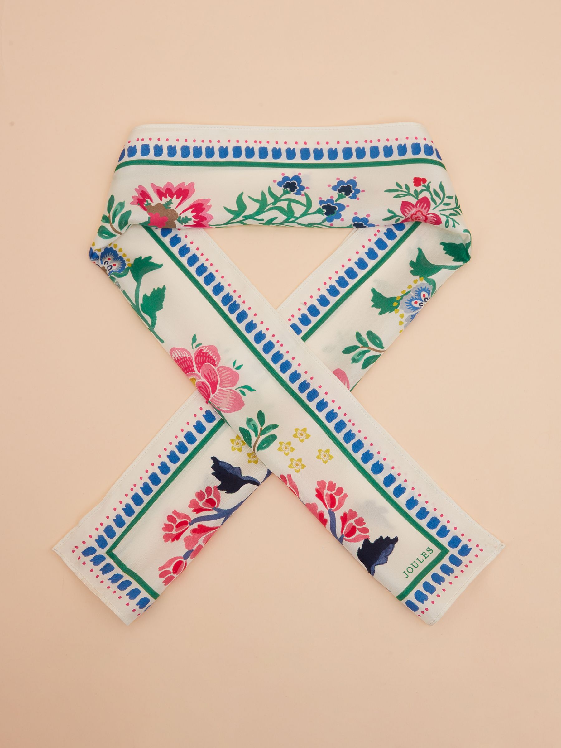 Highgrove Pink/Cream Skinny Printed Scarf - Image 4 of 5
