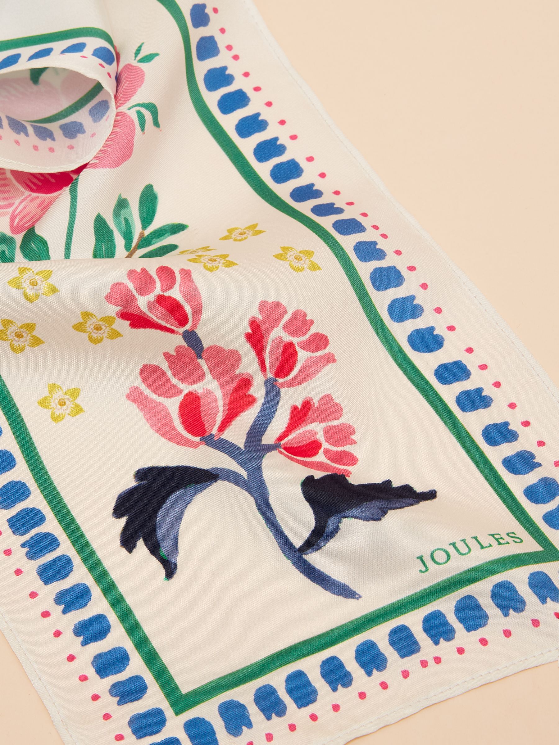 Highgrove Pink/Cream Skinny Printed Scarf - Image 5 of 5