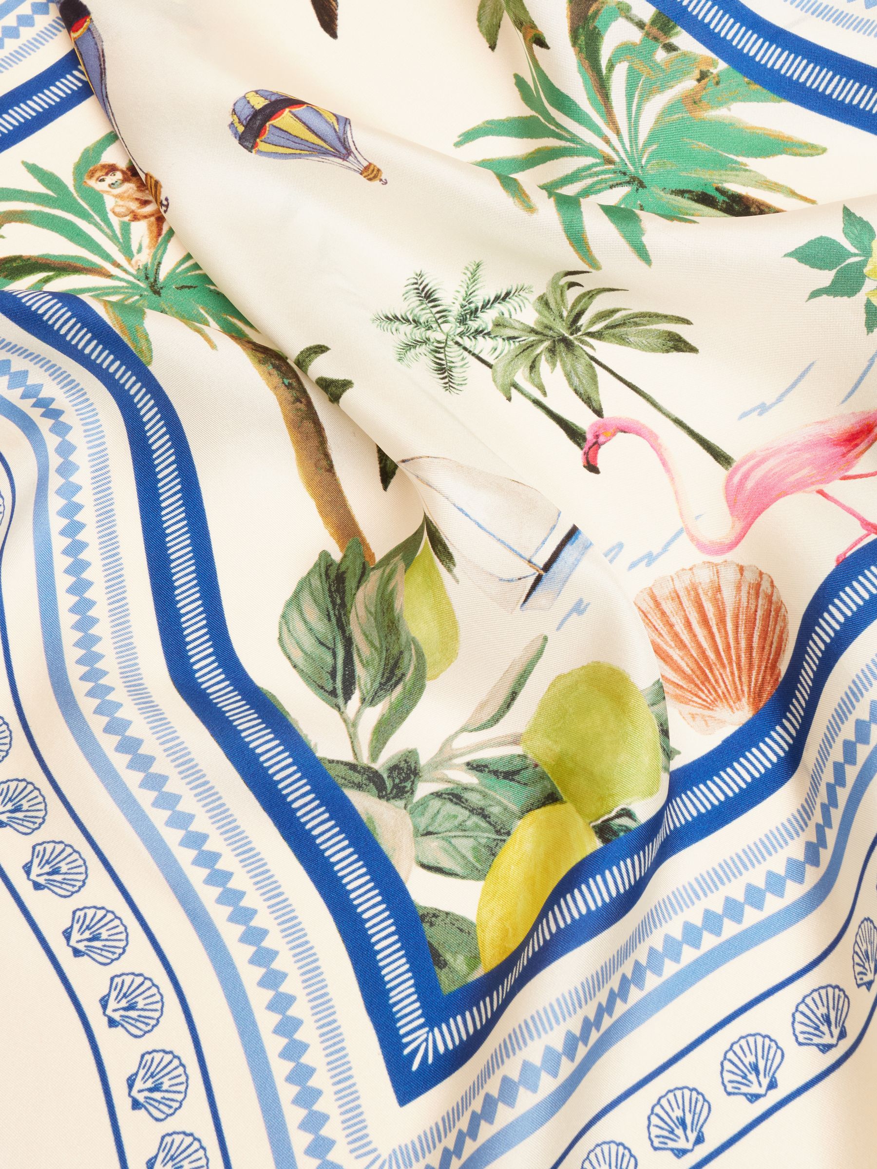 Elsie Yellow/White 100% Silk Scarf - Image 4 of 5