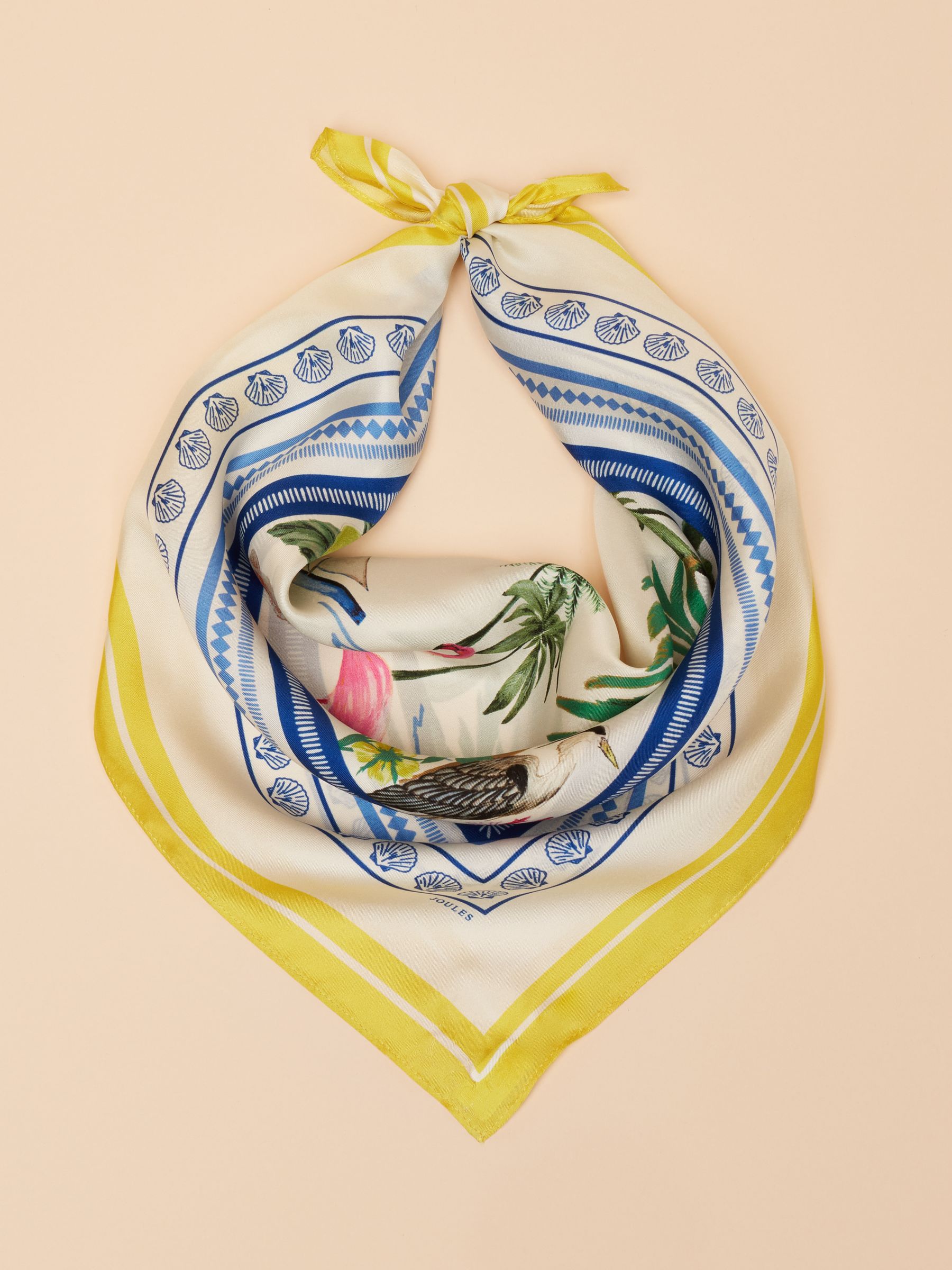 Elsie Yellow/White 100% Silk Scarf - Image 5 of 5