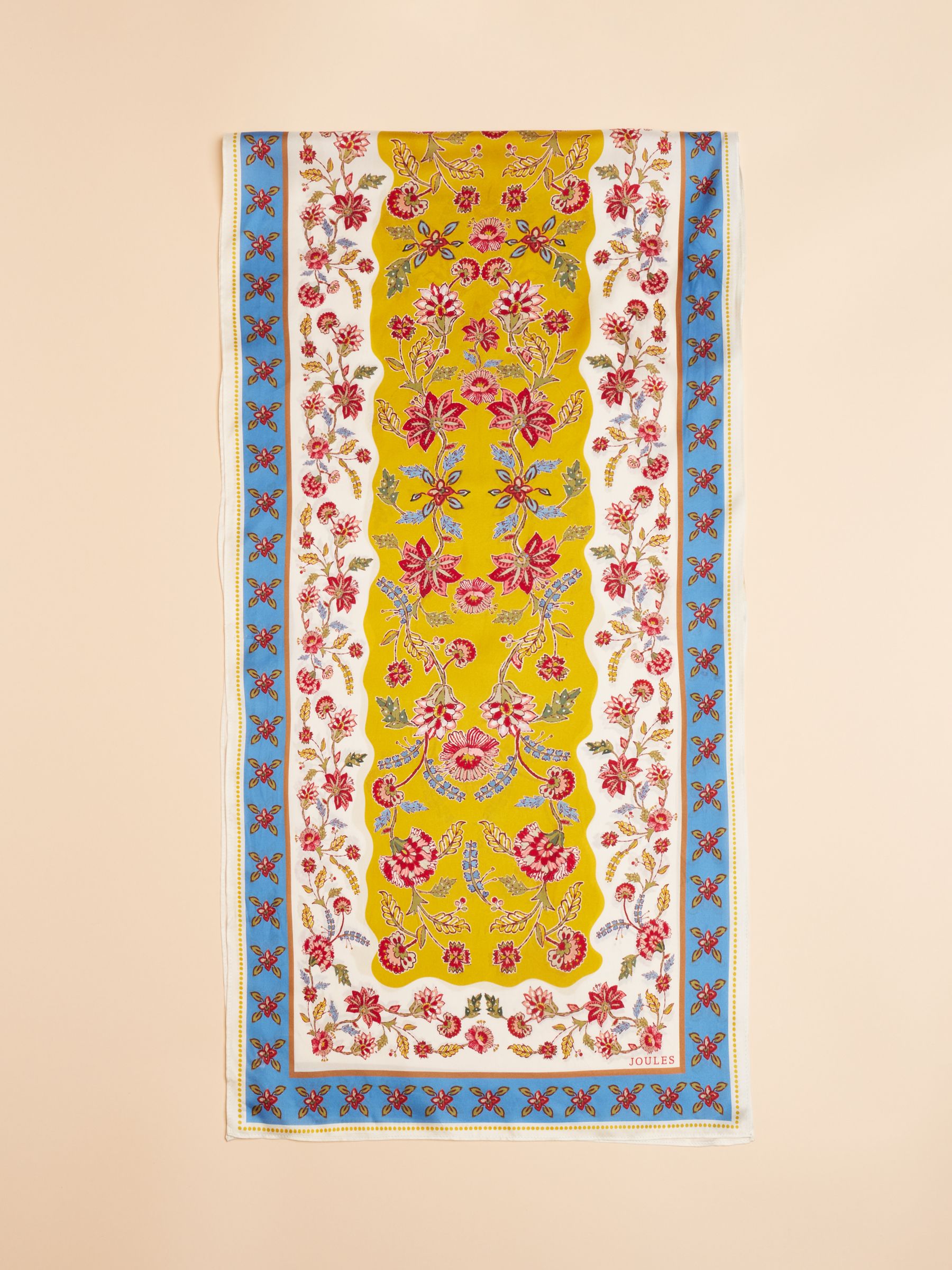 Windsor Yellow/Blue Printed Long 100% Silk Scarf - Image 4 of 5